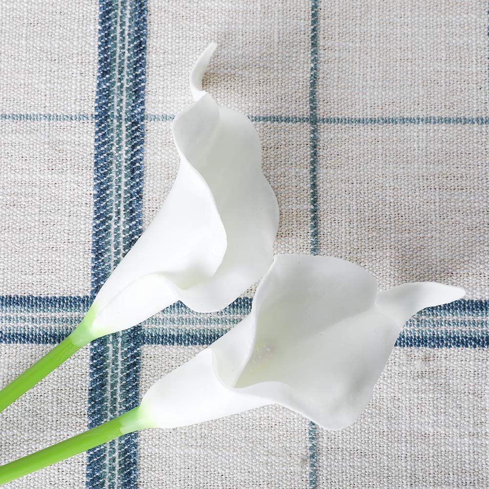 DuHouse 20Pcs Artificial Calla Lily Flower Real Touch Latex Flowers for DIY Wedding Bouquet Party Home Decor (Pure White)