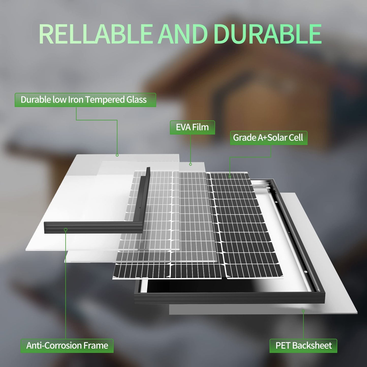 JJN 100 Watt Solar Panels 9BB 12 Volt Monocrystalline Solar Panel High Efficiency Solar Module PV Charge for RV Battery Boat Caravan and Other Off Grid System