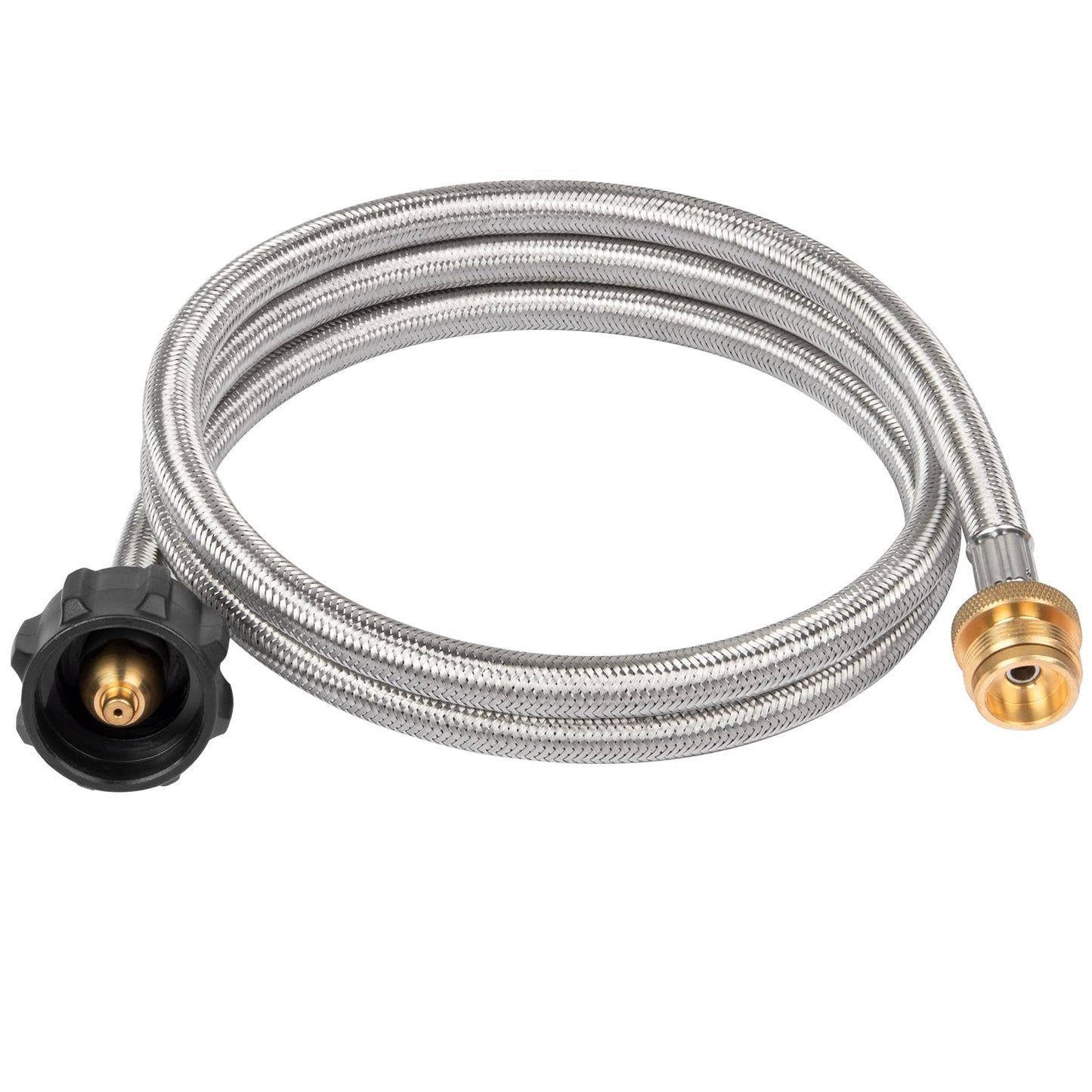 SHINESTAR Propane Adapter & 5 FT Braided Hose for Coleman Stoves, Blackstone 17”22”Tabletop Griddle, Char-Broil Portable Grills,Weber Q Grills, Buddy Heaters & More - Converts 1 lb to 20 lb Cylinders