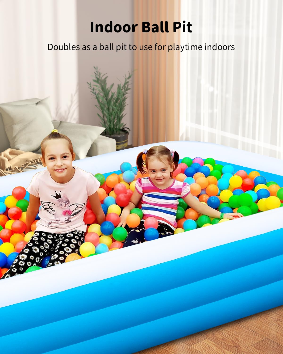 Big Inflatable Pool for Adults，Lylting 145"x74"x22" Extra Large Thickened Blow Up Pool for Summer Water Party, Full Size Family Swimming Pools for Backyard Home Garden Lawn Indoor Outdoor