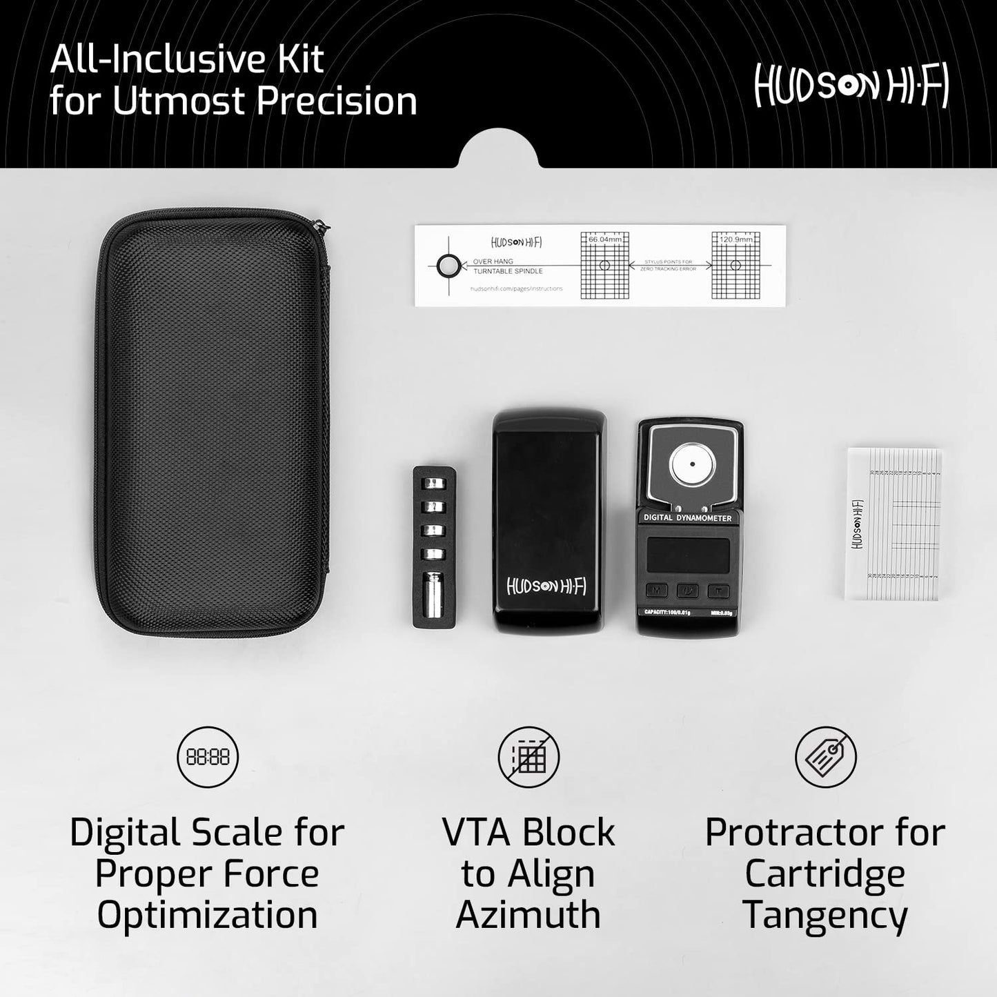 Turntable Cartridge Alignment 3-pc Kit w/Premium PE Case-Vertical Tracking Angle Block for DJ Turntable & Phono Cartridge,Turntable Stylus Digital Scale,Tonearm Cartridge - Record Player Accessories