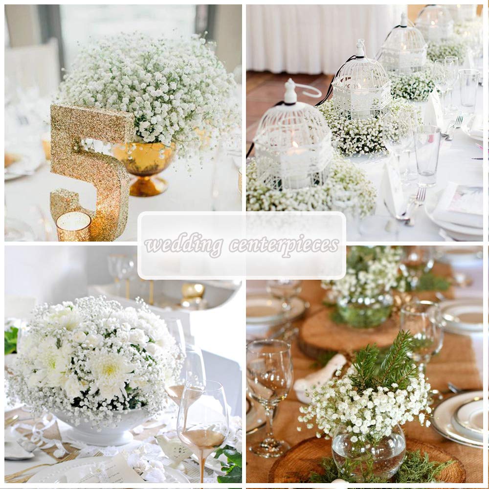 Veryhome 30PCS 30 Bunches Fake Babys Breath Flowers Artificial White Flowers Gypsophila DIY Floral Bouquets Arrangement Wedding Home Decor