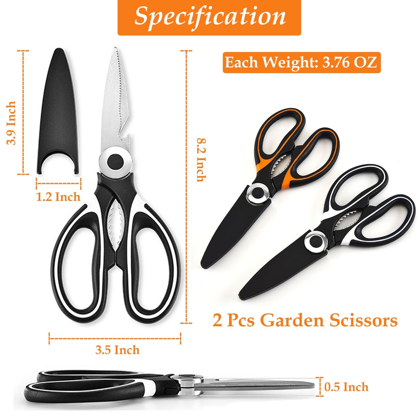 2 Pcs Garden Flower Scissors, 2024 Multifunctional Pruning Gardening Flower Shears, Premium Thickened Stainless Steel Garden Shears for Flowers, Fruits, Vegetables, Plant Branches, Potted Landscapes