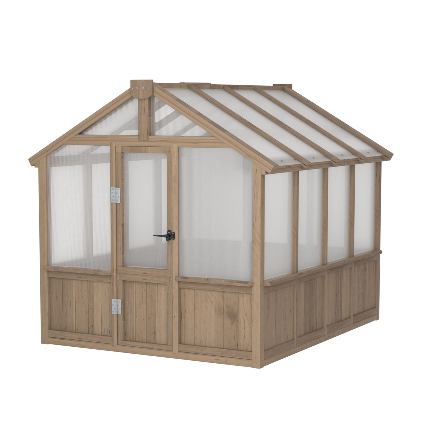 Yardenaler 6x8 FT Greenhouse Kit for Outdoor, Polycarbonate Wooden Walk-in Green House with Lockable Door and Adjustable Roof Vent, Backyard Garden, Light Mocha Brown