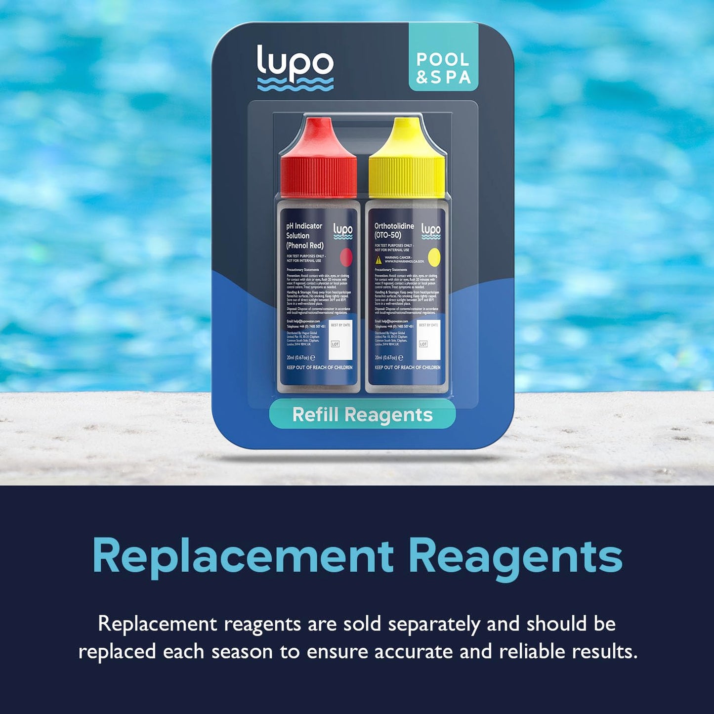 Lupo 3-in-1 Pool Test Kit | Pool Testing Kit for Residential Swimming Pools & Spas for Testing Total Chlorine, Total Bromine & pH | Chemical Test Kit for Quick & Accurate at-Home Pool Water Testing