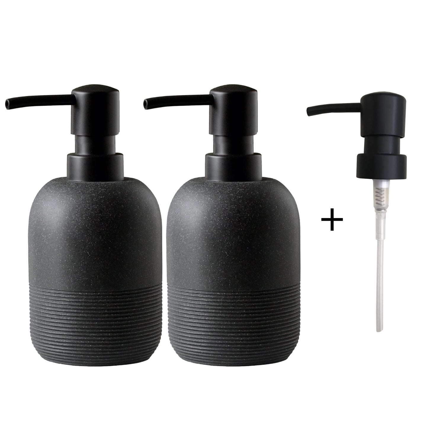 GalDal 2pcs/Set Matte Black Soap Dispenser Sets,Hand Soap and Lotion Dispenser for Bathroom Countertop,Morden Soap Dispenser for Kitchen-10.6oz.