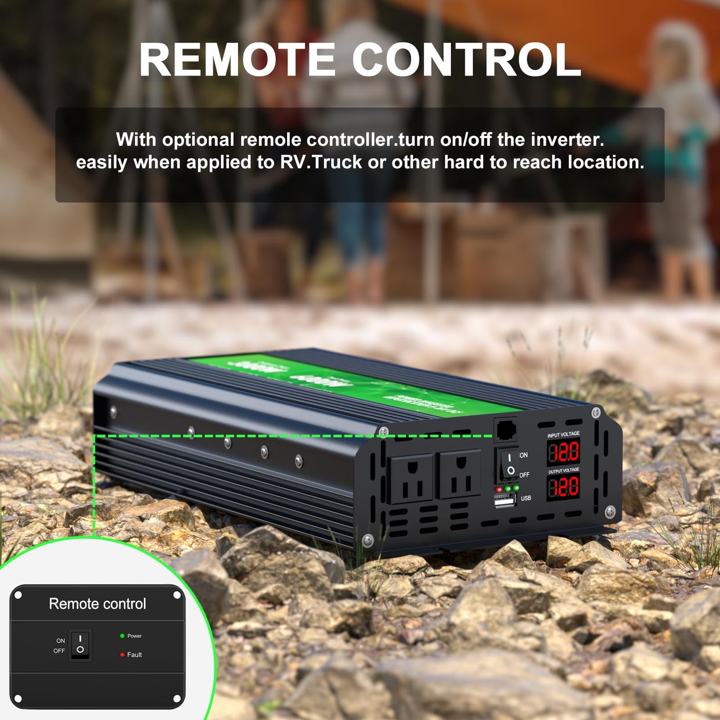 3000W Power Inverter,Peak Power 6000W 12V DC to AC 110V120V,Remote Control with 2AC Outlets and 2.4USB Port,LCD Display for Power Converter,Outdoor Activities,Emergency,Vehicles Truck RV Solar System