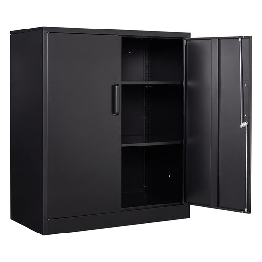 Metal Storage Cabinet Locked Steel Cabinet with 2 Adjustable Shelves,Office Cabinet Locking Tool Cabinets,Kitchen Storage Cabinet metal locker Small Counter Height Storage Cabinet Cupboard 36"H