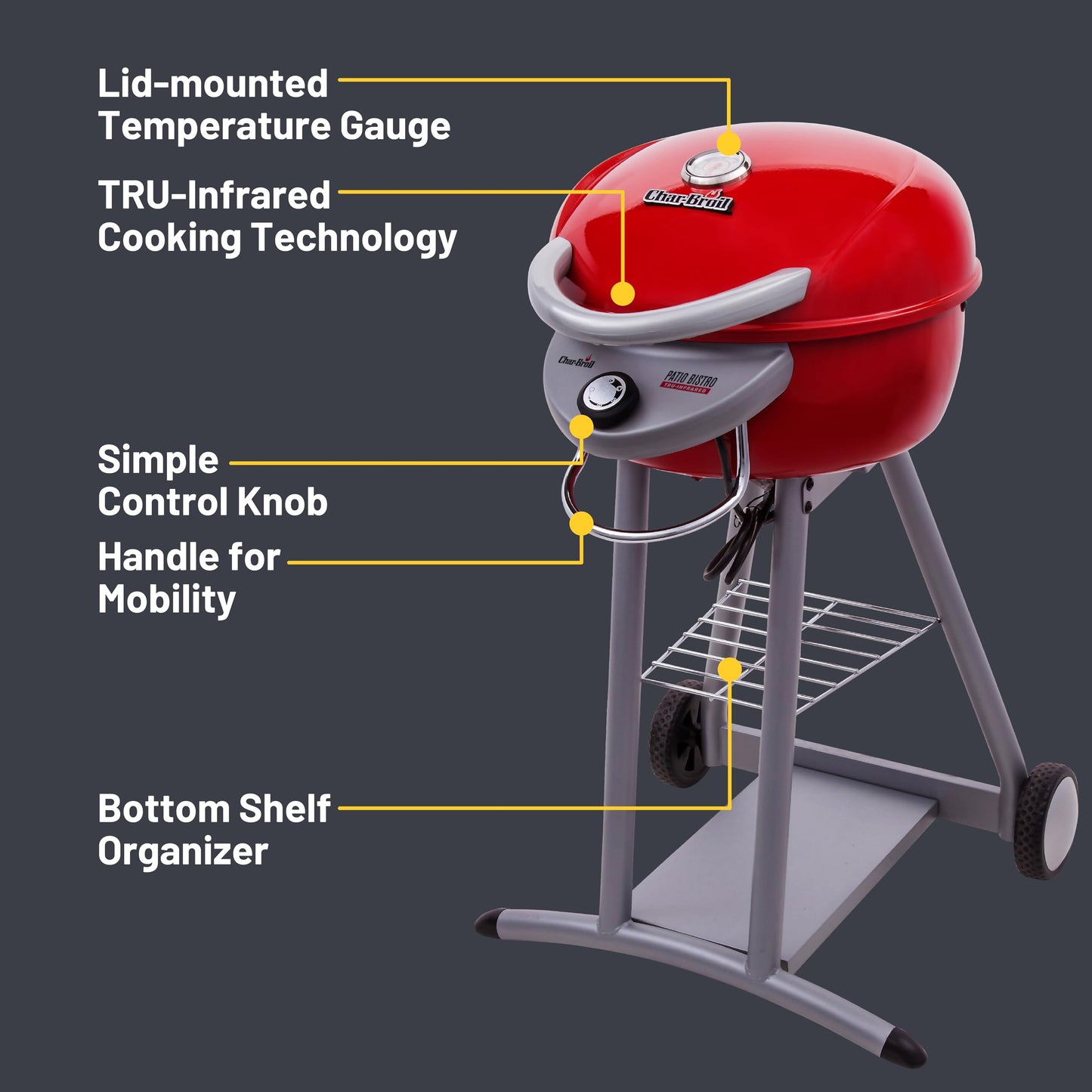 Char-Broil® Patio Bistro® TRU-Infrared™ Electric Grill, Red – 20602109