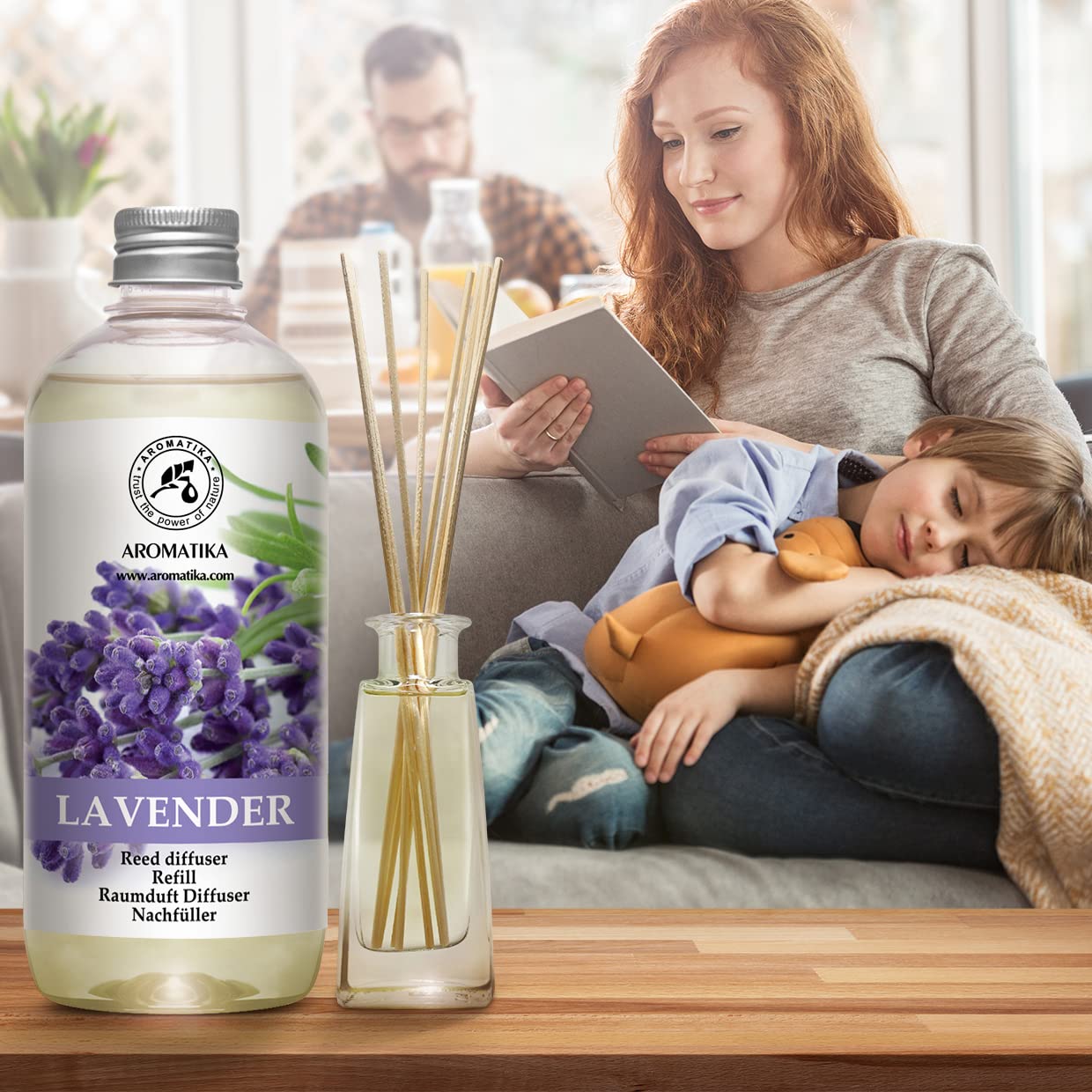 Lavender Fragrance Reed Diffuser Refill 17 Fl Oz - 500ml - Lavanda Refill - Wardrobe Freshener - Home Fragrance Oil - Air Freshener - Aromatherapy - Essential Lavender Oil Diffuser - Diffuser Refill