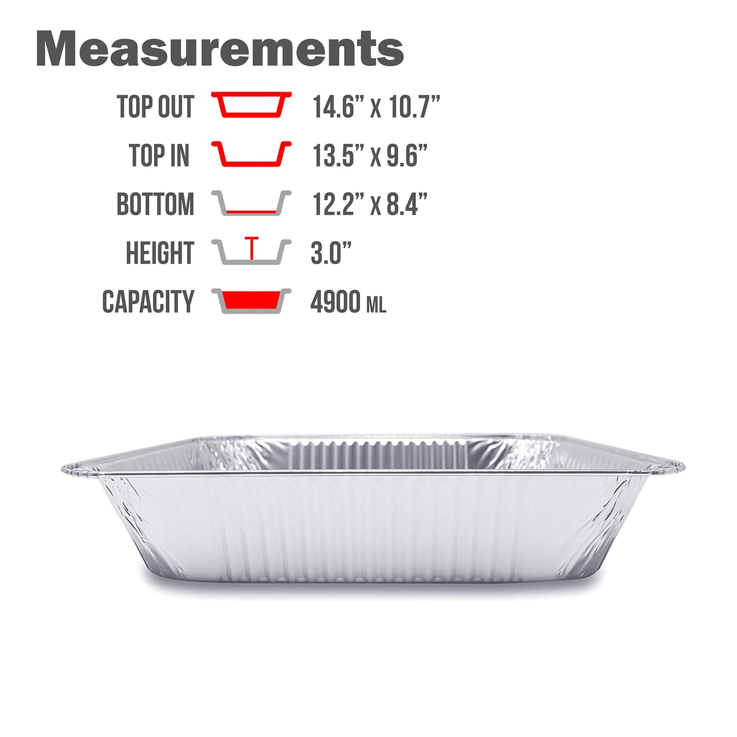 (30 Pack) Premium Lasagna Pans 14" x 10" x 3” Heavy Duty l Disposable Aluminum Foil for Roasting Turkey, Baking, or Cooking