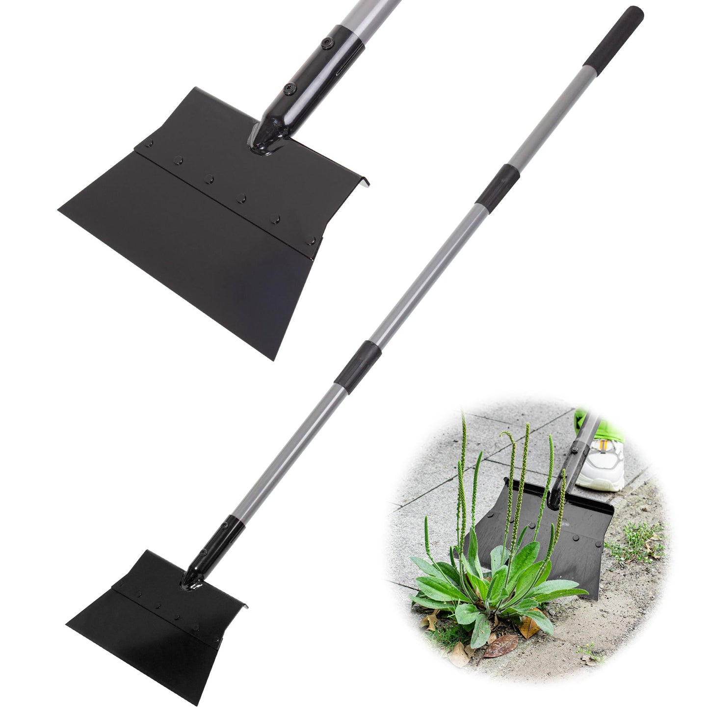 Suchtale Multifunctional Garden Cleaning Shovel, Heavy Duty Steel Flat Shovel with 54" Adjustable Handle, Gardening Scraper Shovel, Outdoor Spade Tool for Weeding, Lawn Edging, Digging, Ice Removal