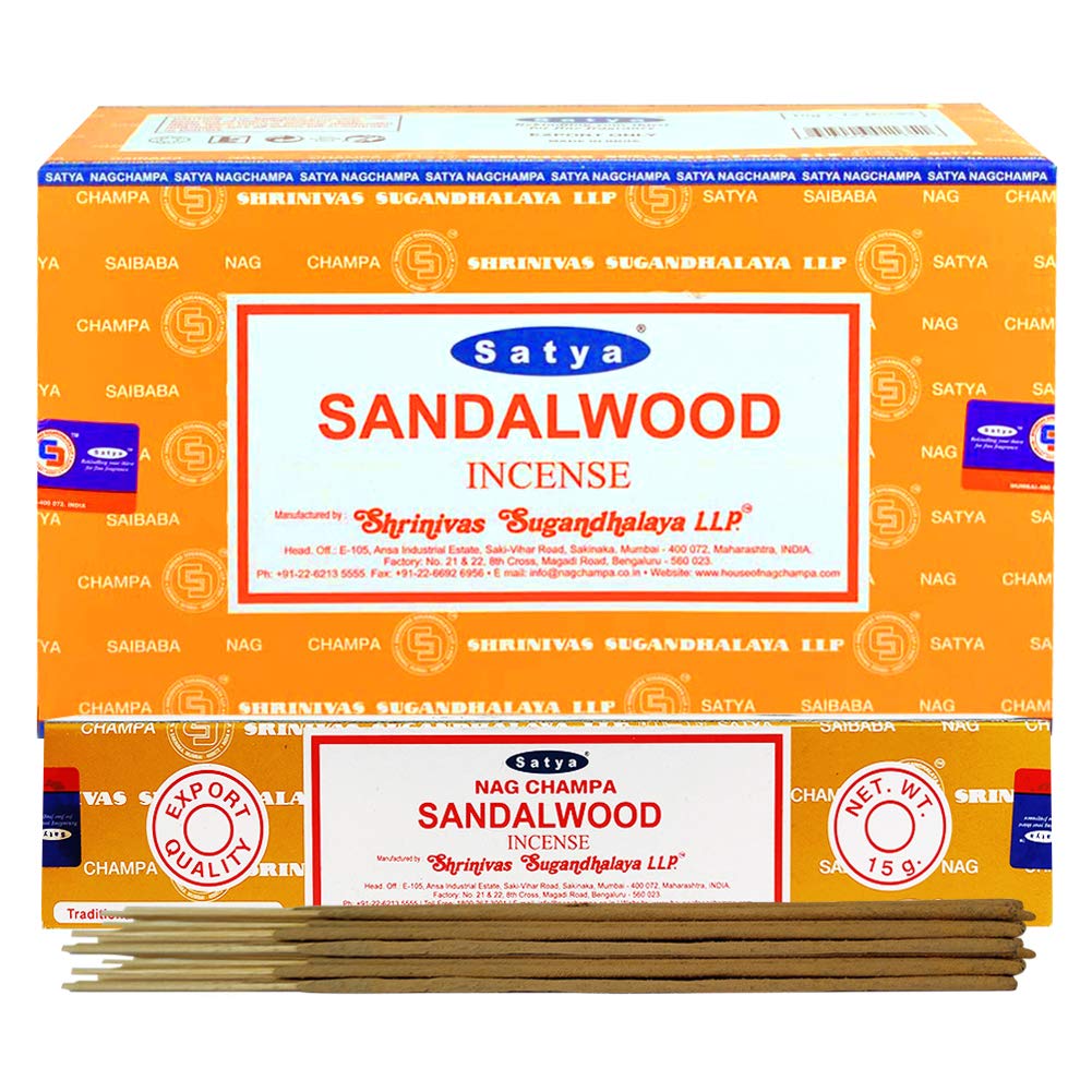 Sandalwood Incense Sticks - Total 180 Insence-Sticks and Incense Stick Holder Bundle Insence Insense Satya Incense