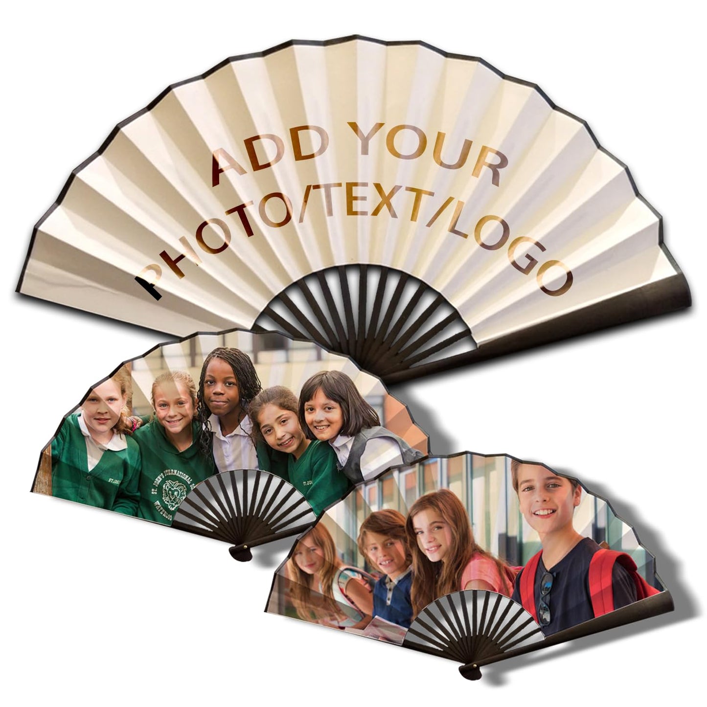 generic Personalized Folding Fan Custom Photo Hand Held Fans Gifts for Wedding Concert Saloon Cosplay Party Rave Accessories Ideal Gifts for Women Man Decorative Folding Fan