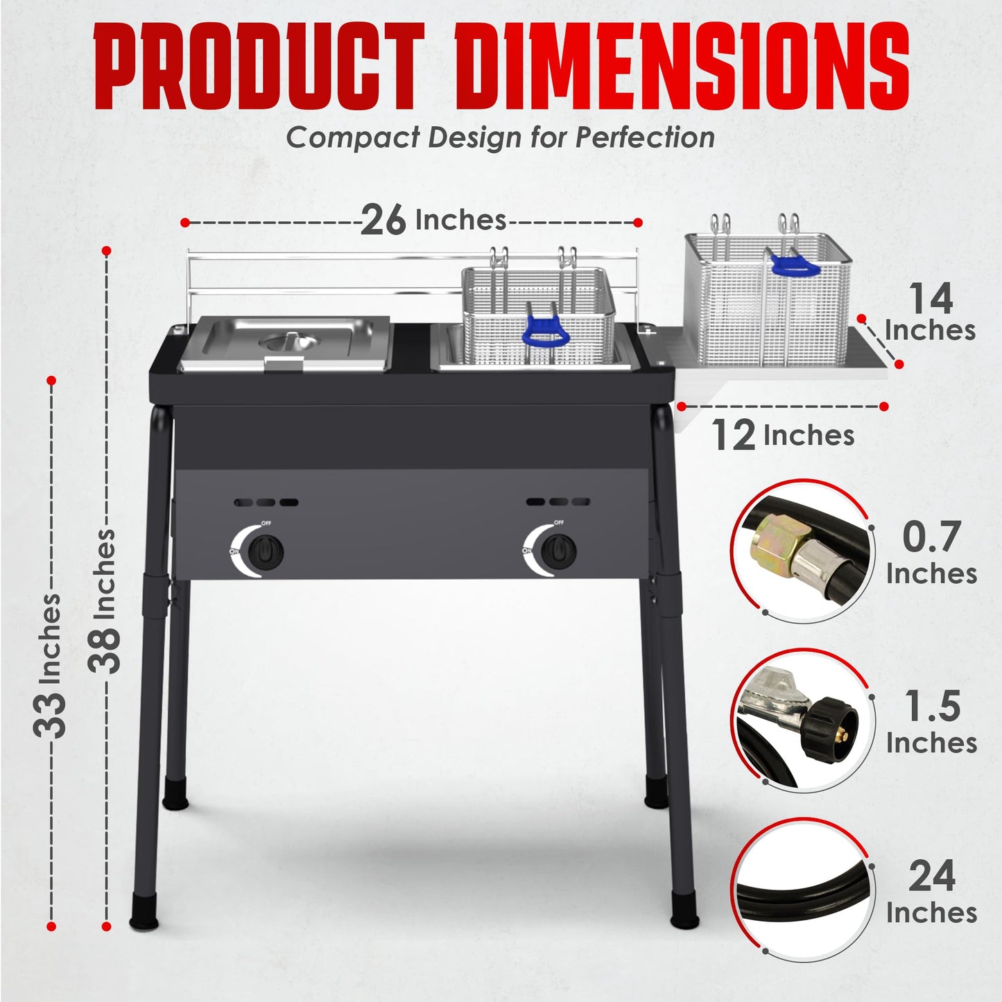 Prime Range Dual Tank Propane Fryer - Commercial Grade, High-Capacity, with Safety Features - Ideal for Outdoor Catering and Events