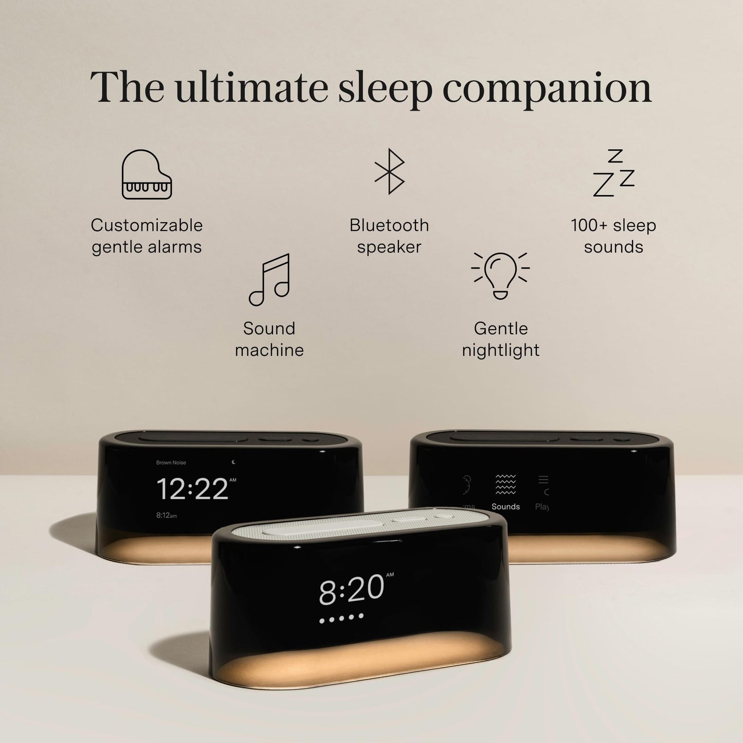 Loftie Smart Alarm Clocks for Bedroom - Sound Machine Alarm Clock with Light, Bluetooth Speaker, White Noise, Nature Sounds, Nightlight, Blackout Mode, Morning Routines, Evening Routines (Black Top)