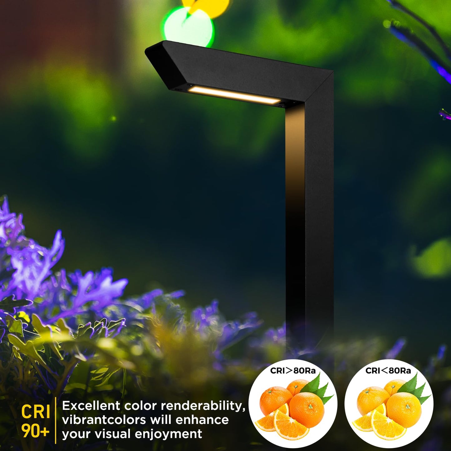 Gardencoin 3CCT LED Low Voltage Landscape Pathway Light Wired, Premium 3000K/4000K/5000K Selectable Path Lighting, Modern Walkway Lights Outdoor, Higher Aluminum Housing with Larger Stake (4 Pack)