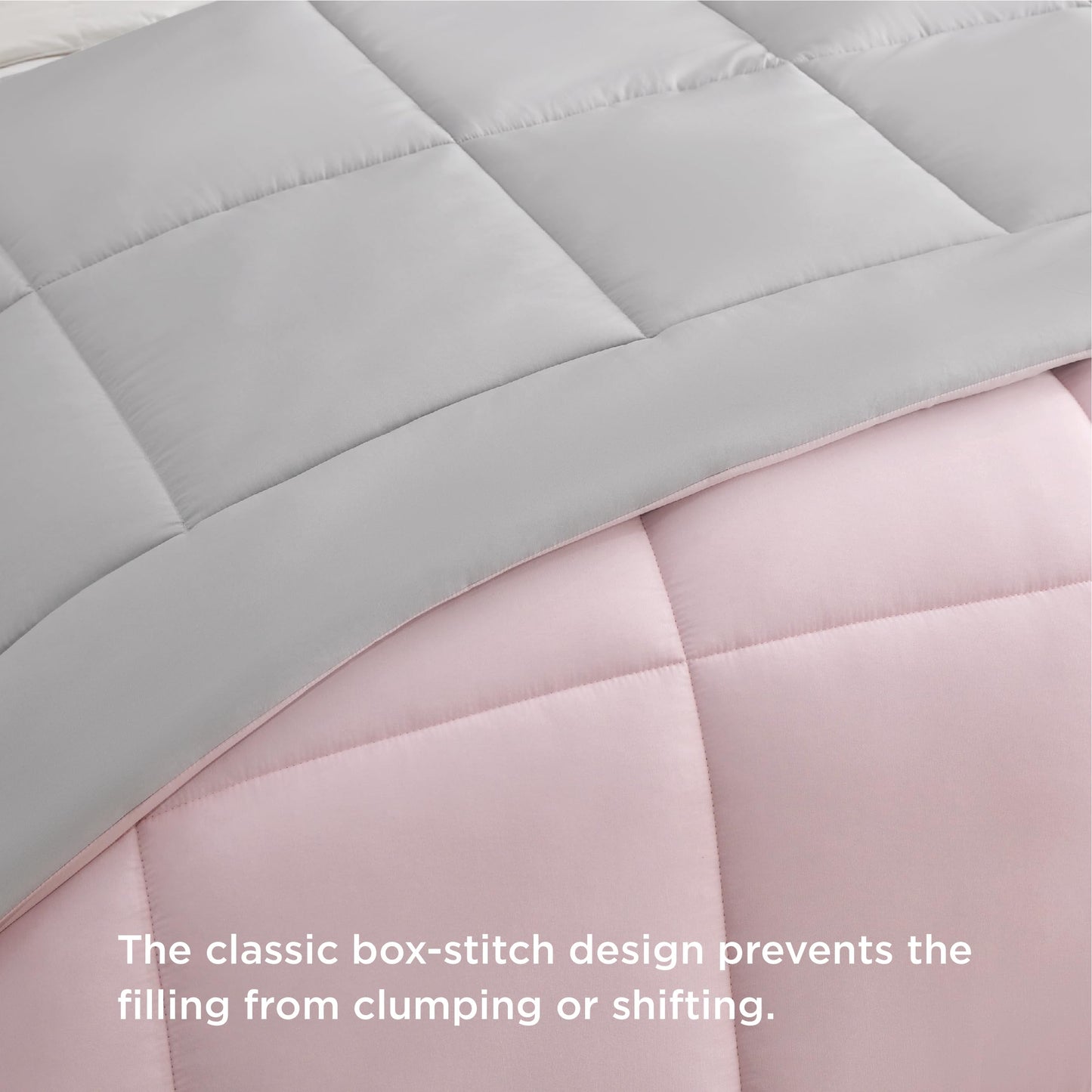 Bedsure Comforters Twin XL Size -Duvet Insert Pink/Gray Down Alternative Comforter Quilted All Season Duvet with Tabs-Machine Washable-Gifts for Women(Pink/Gray,Twin XL 92x68)