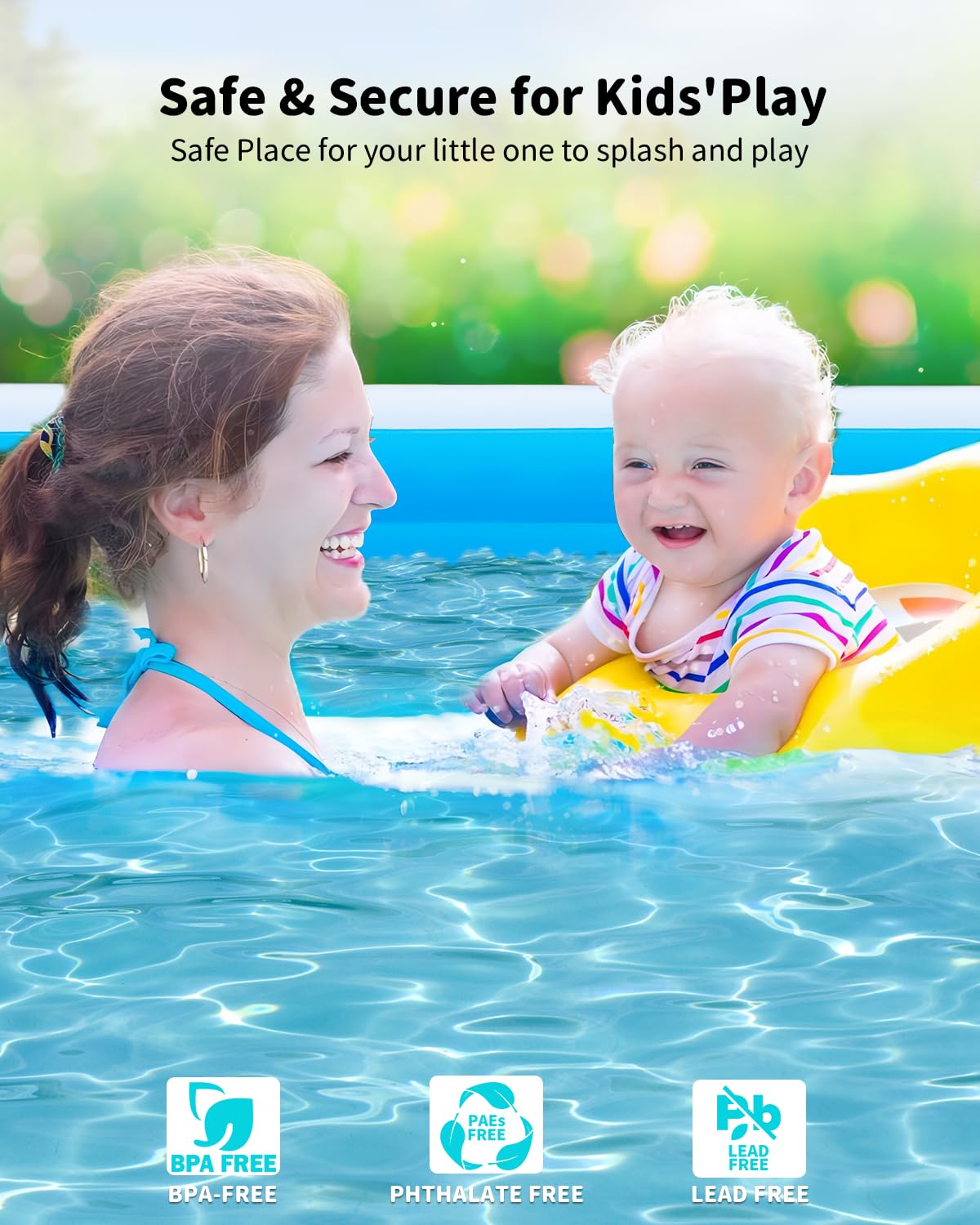 Big Inflatable Pool for Adults，Lylting 145"x74"x22" Extra Large Thickened Blow Up Pool for Summer Water Party, Full Size Family Swimming Pools for Backyard Home Garden Lawn Indoor Outdoor