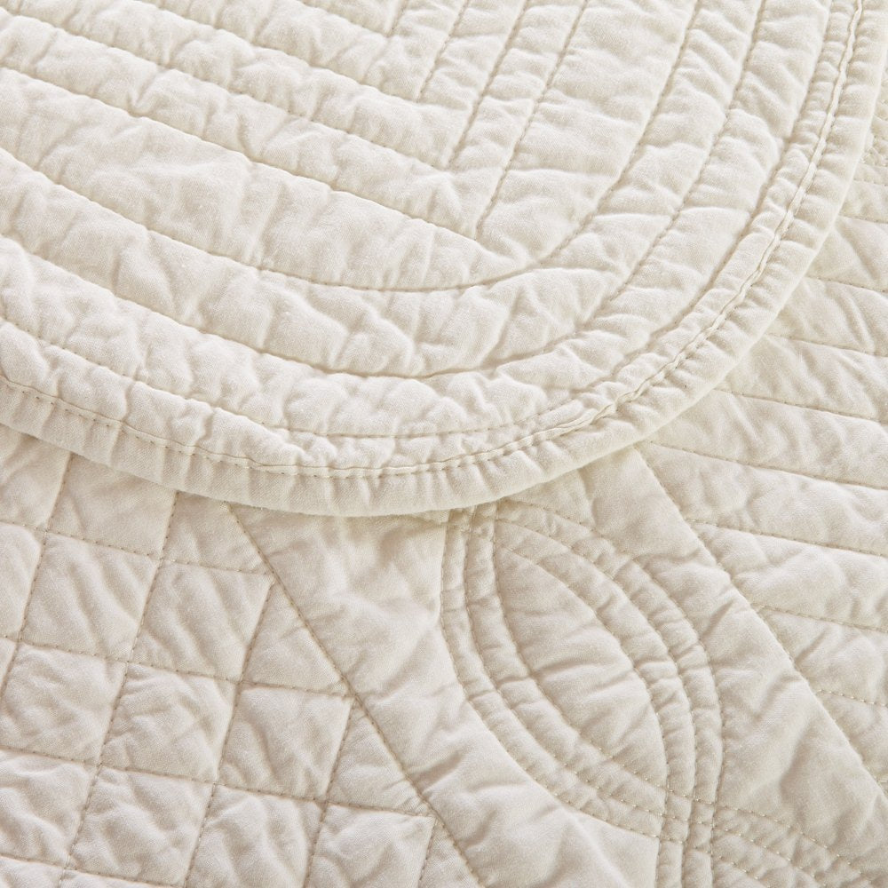 Calla Angel Sage Garden Luxury Pure Cotton Matelasse Quilt, King, Ivory