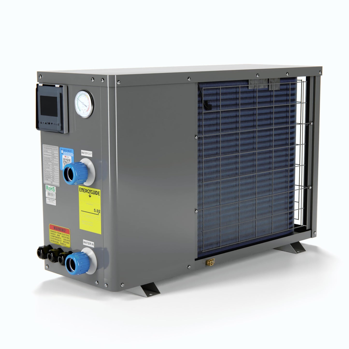 FibroPool Swimming Pool Heat Pump - FH255 55,000 BTU - for Above and In Ground Pools and Spas - High Efficiency, All Electric Heater - No Natural Gas or Propane Needed