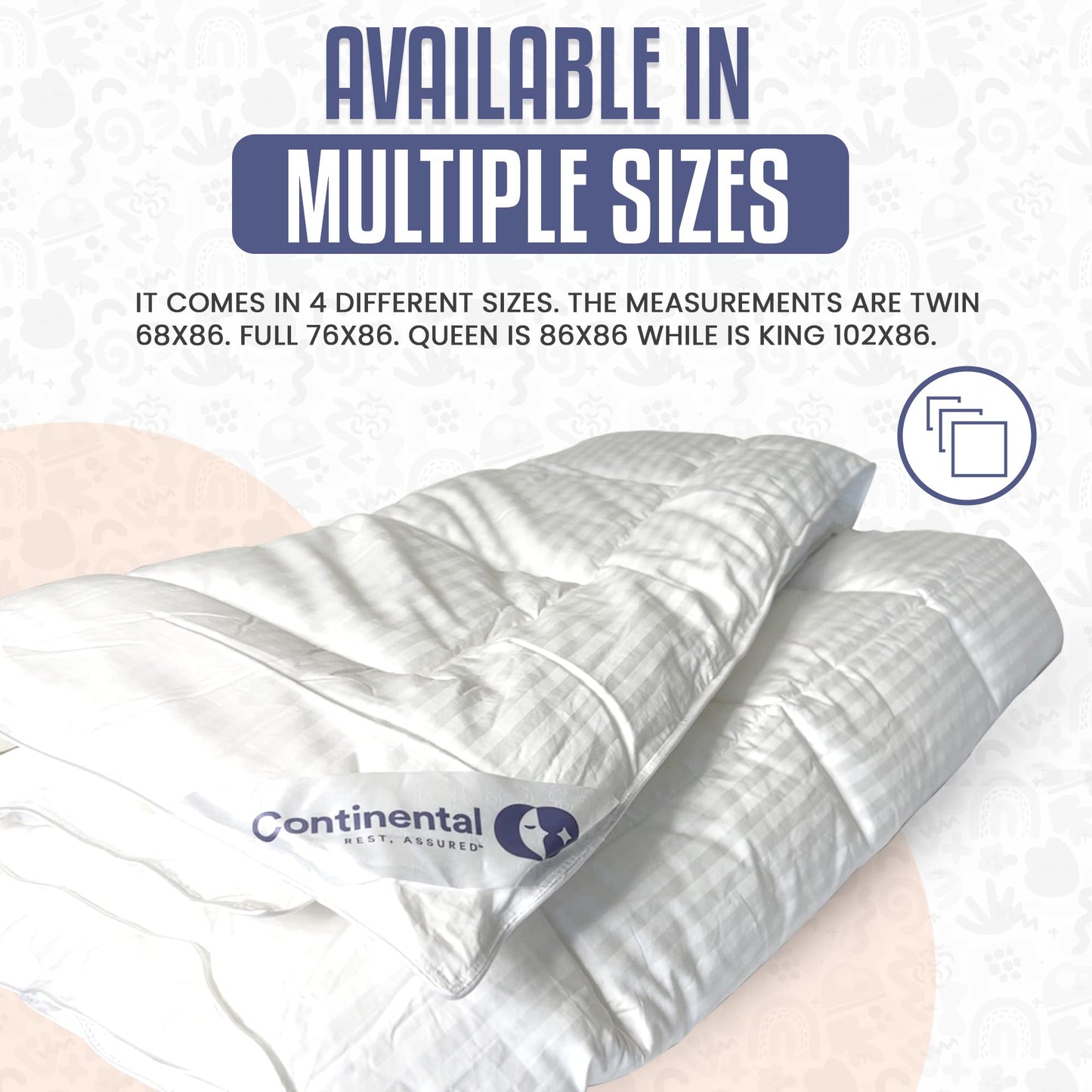 Continental Bedding Affinity Twin Size Comforter All Season Quilted Down Alternative Comforter Duvet Insert with Corner Tabs - Machine Washable - Duvet Insert