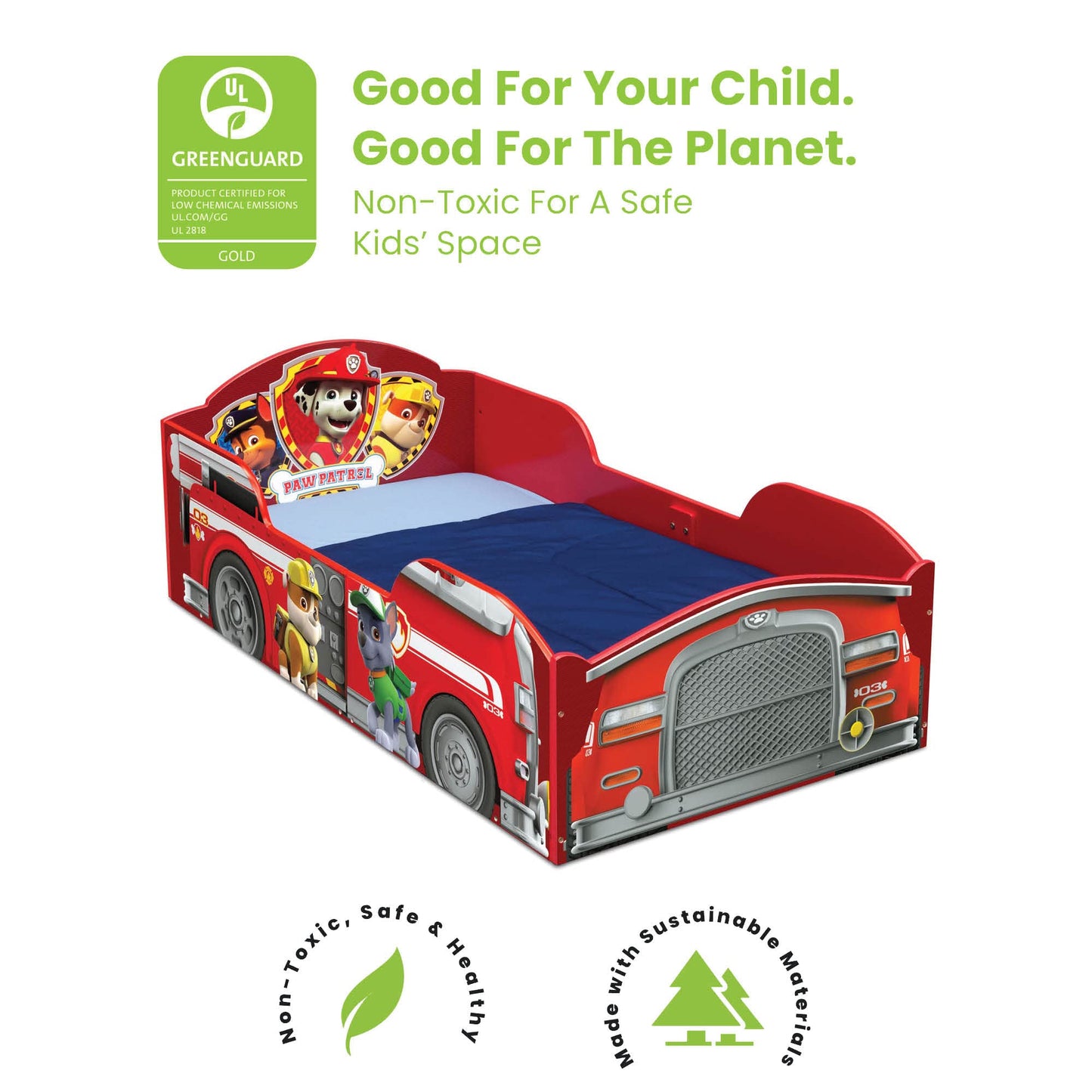 Delta Children Wood Toddler Bed - Greenguard Gold Certified, Nick Jr. PAW Patrol