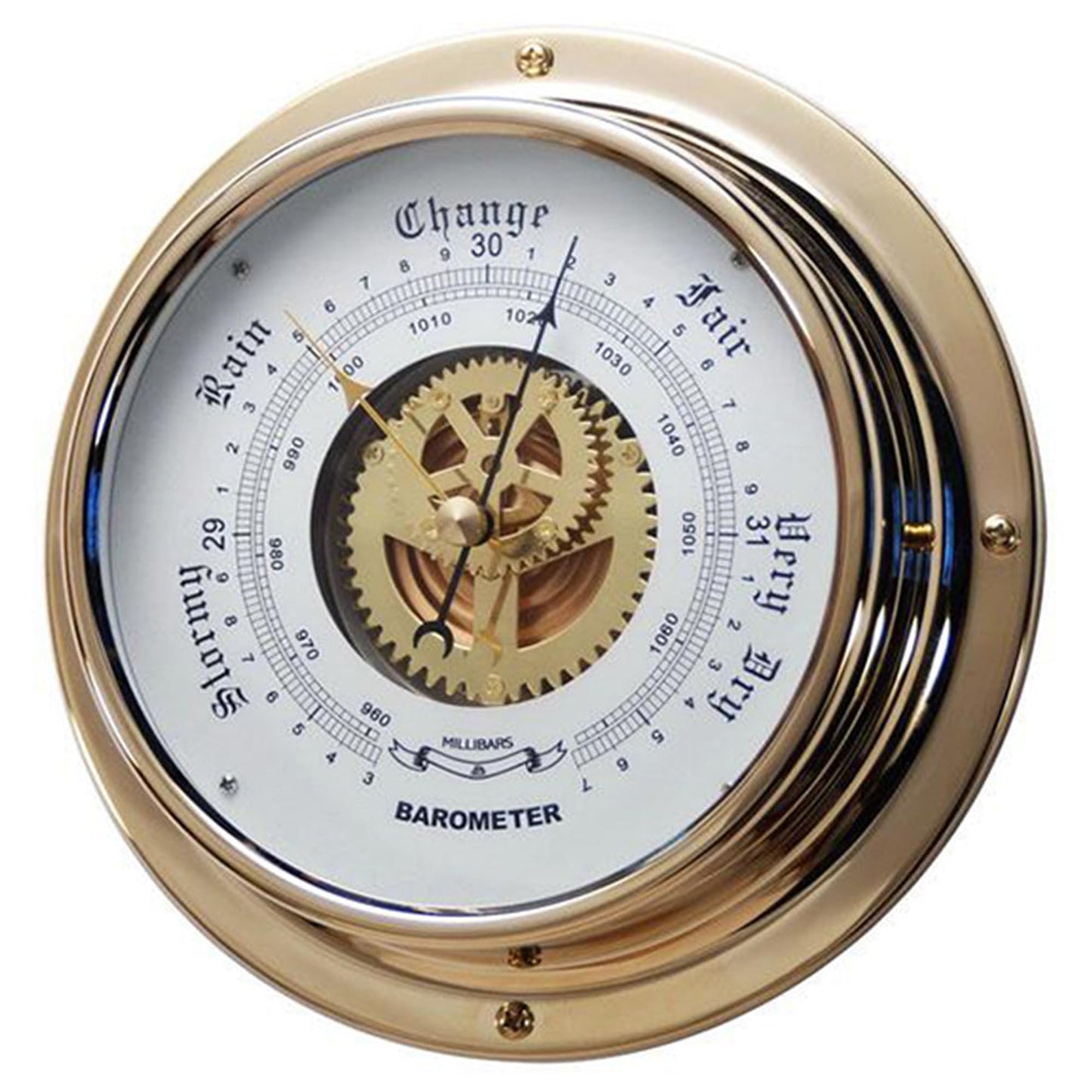 SINJEE Brass Barometer, Fishing Weather Station,Weather Station,Maritime Barometers, Diameter 180mm/7.087" (Face 125mm/4.92"),Sailing Ship Yacht, Marine Coastal Decor