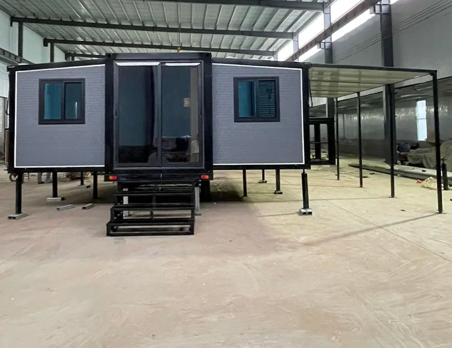 19x20ft Portable Prefabricated Portable House, Light Steel Tiny House Kit, Fully Equipped, Mobile Home for Vacation, Temporary Home, Office, Hotel, Villa (19x20ft - 2 Bedroom, 1 Bath)