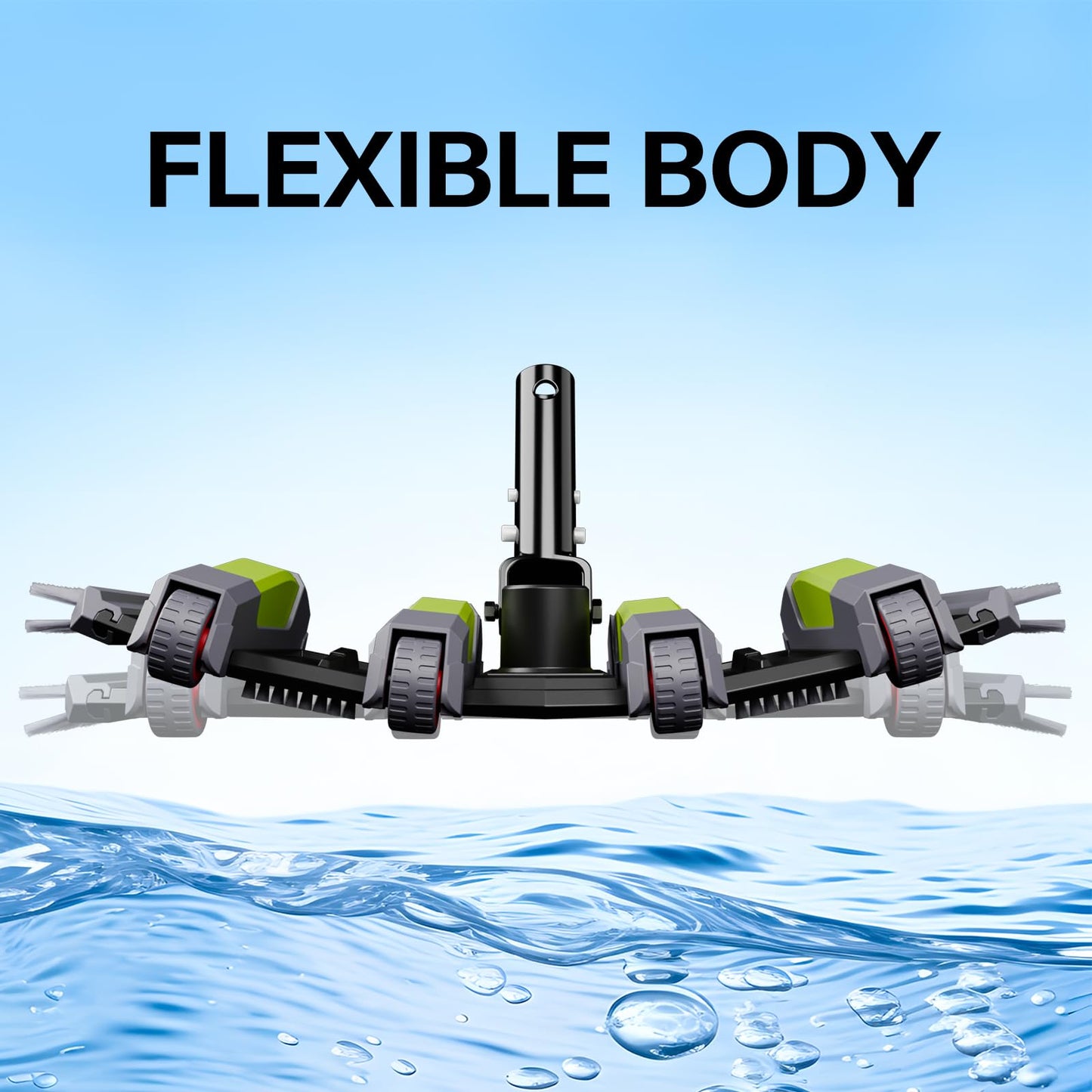 Sepetrel Heavy Duty Pool Vacuum Head with Wheels & Aluminum Handle, Professional Weighted Flexible Vacuum Head