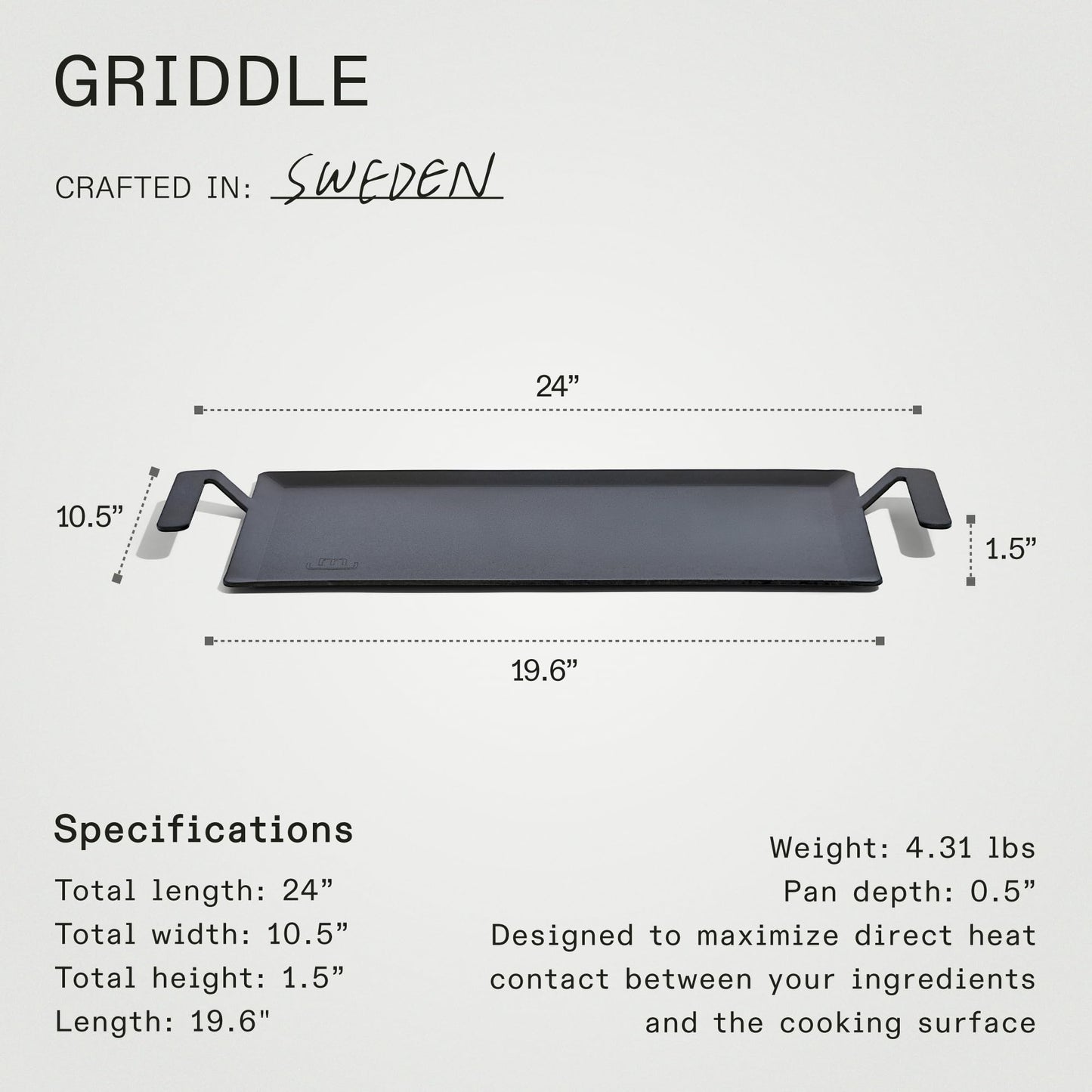 Made In Cookware - Carbon Steel Griddle - (Like Cast Iron, but Better) - Professional Cookware - Crafted in Sweden - Induction Compatible
