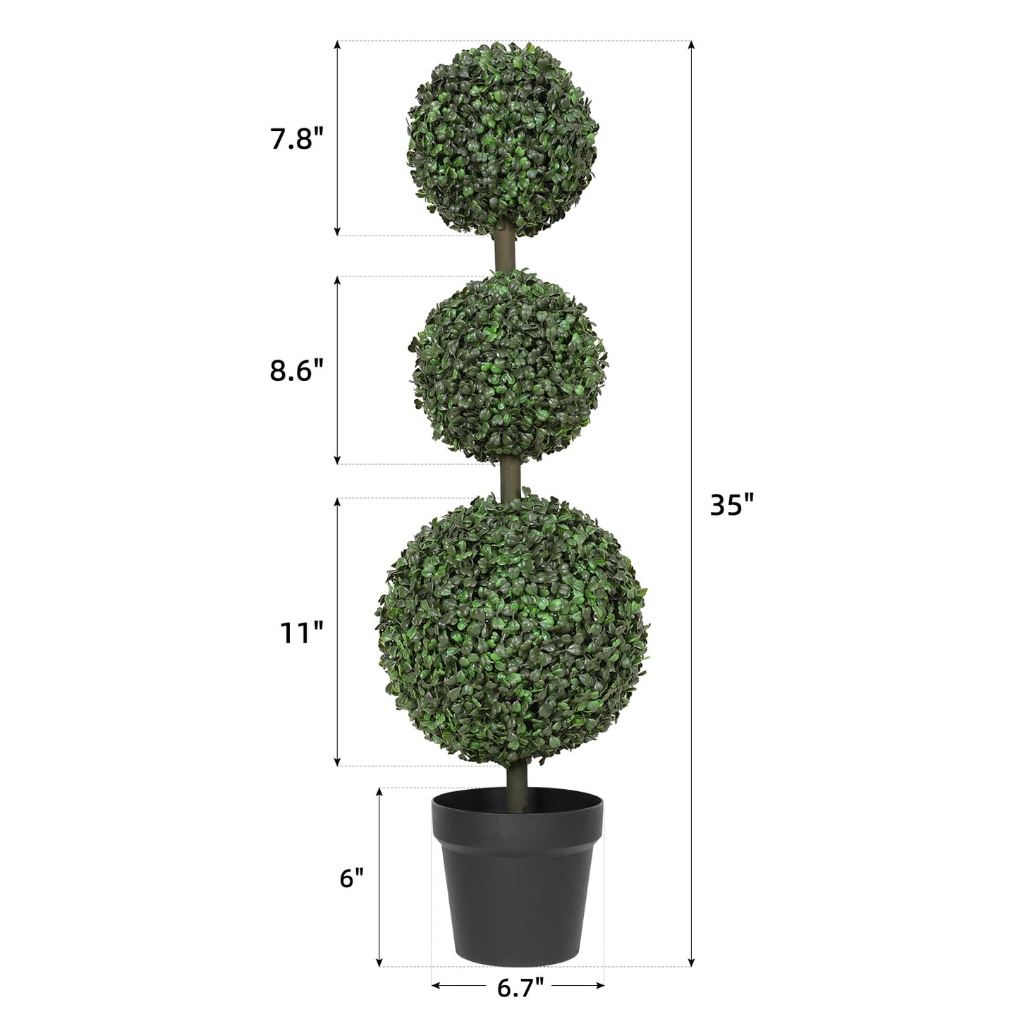 Hobyhoon 3FT Artificial Topiaries - Front Porch Plant, Outdoor Boxwood Topiary Trees Set of 2, Faux Boxwood Plants, Topiary Trees and Outdoor Artificial Plants for Front Porch, Patio and Garden Décor