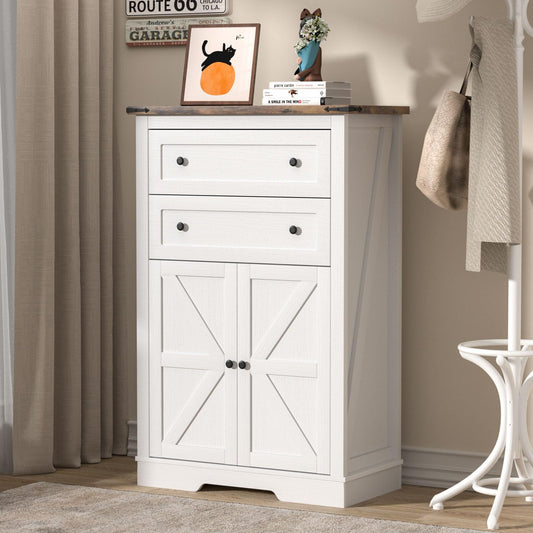 oneinmil Farmhouse Dresser for Bedroom, Storage Dressers Organizer, Rustic Tall Chest of Drawers for Bedroom, Living Room, Hallway, White