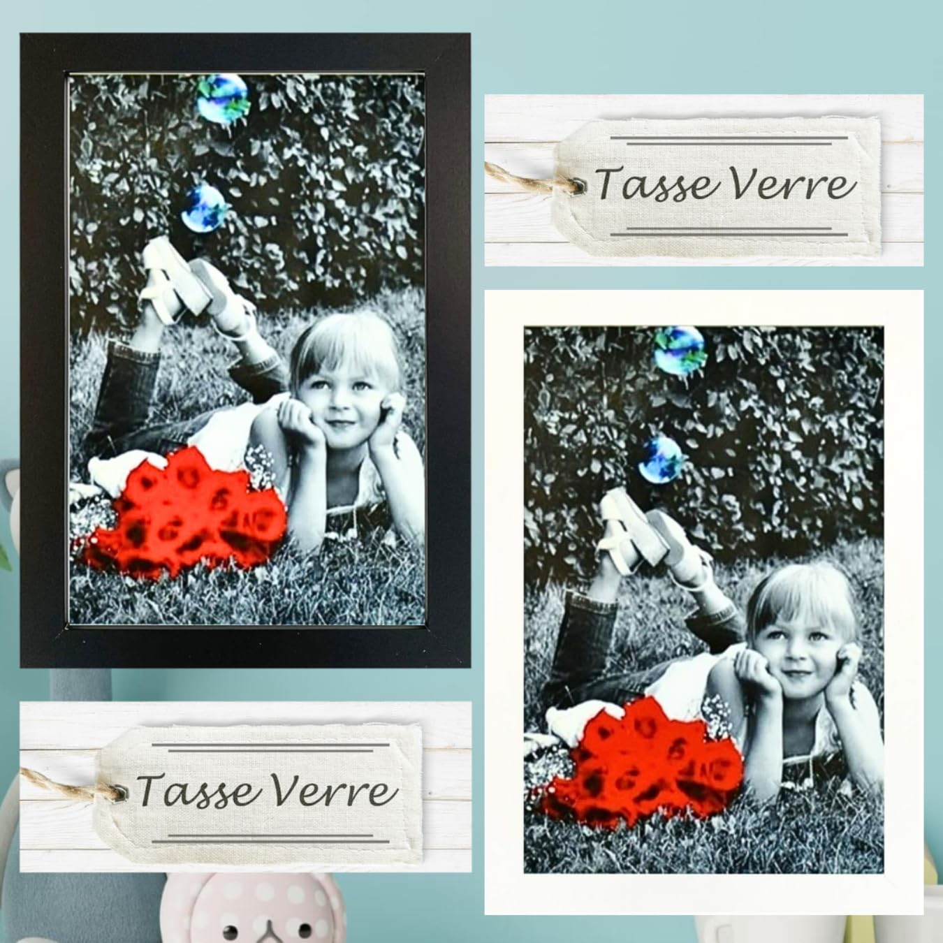 Tasse Verre 8x12 Picture Frames (2-Pack) - HIGH Definition Glass Front Cover - Displays 8" by 12" Picture Frame- Vertical or Horizontal and Comes Ready to Hang. 8x12 Frame Poster