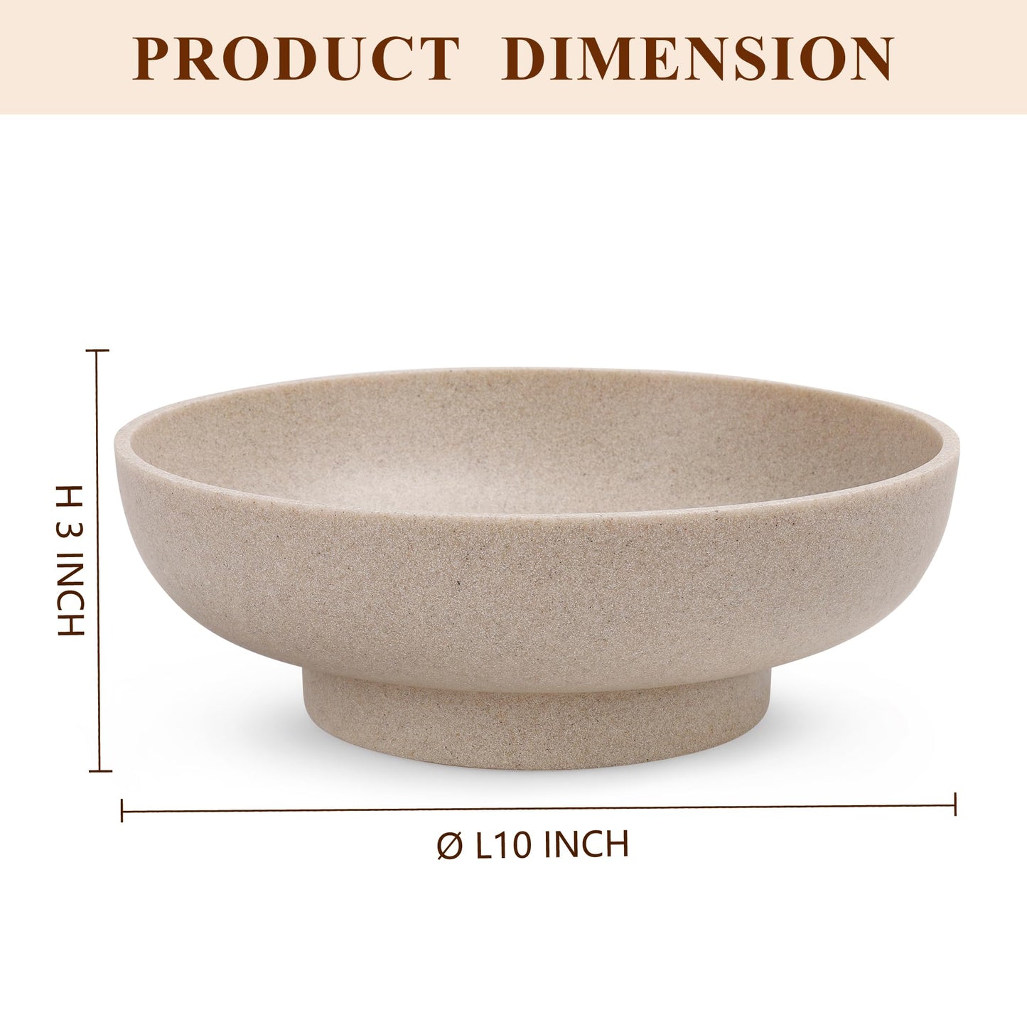 YMXYJM Large Decorative Bowl, Modern Handicraft Bowls for Home Decor, Decorative Fruit Bowl for Kitchen Counter, Stylish Key Bowl for Entry Table, Artificial Stone, Beige