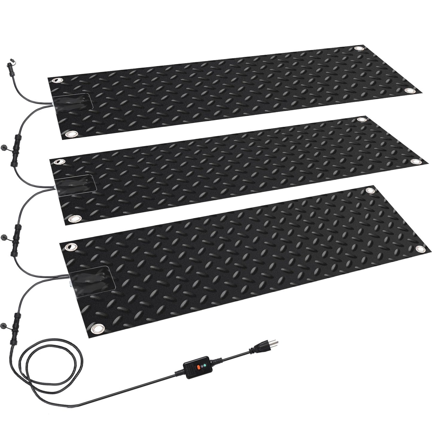 3 Pcs Tinideya Snow Melting Walkway Mat, 10" x 30" Non Slip Rubber Heated Mat with Power Cord, 2 in/h Speed Snow and Ice Heated Pad for Winter Outdoor Stairs, Steps, Doorways, Walkways, Driveway