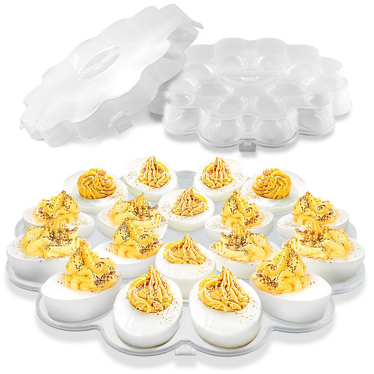 Shop Square Egg Carrier with Lid - 18 Slot Egg Tray with Secure Lid for Party, Easter, Thanksgiving - Reusable Egg Platter