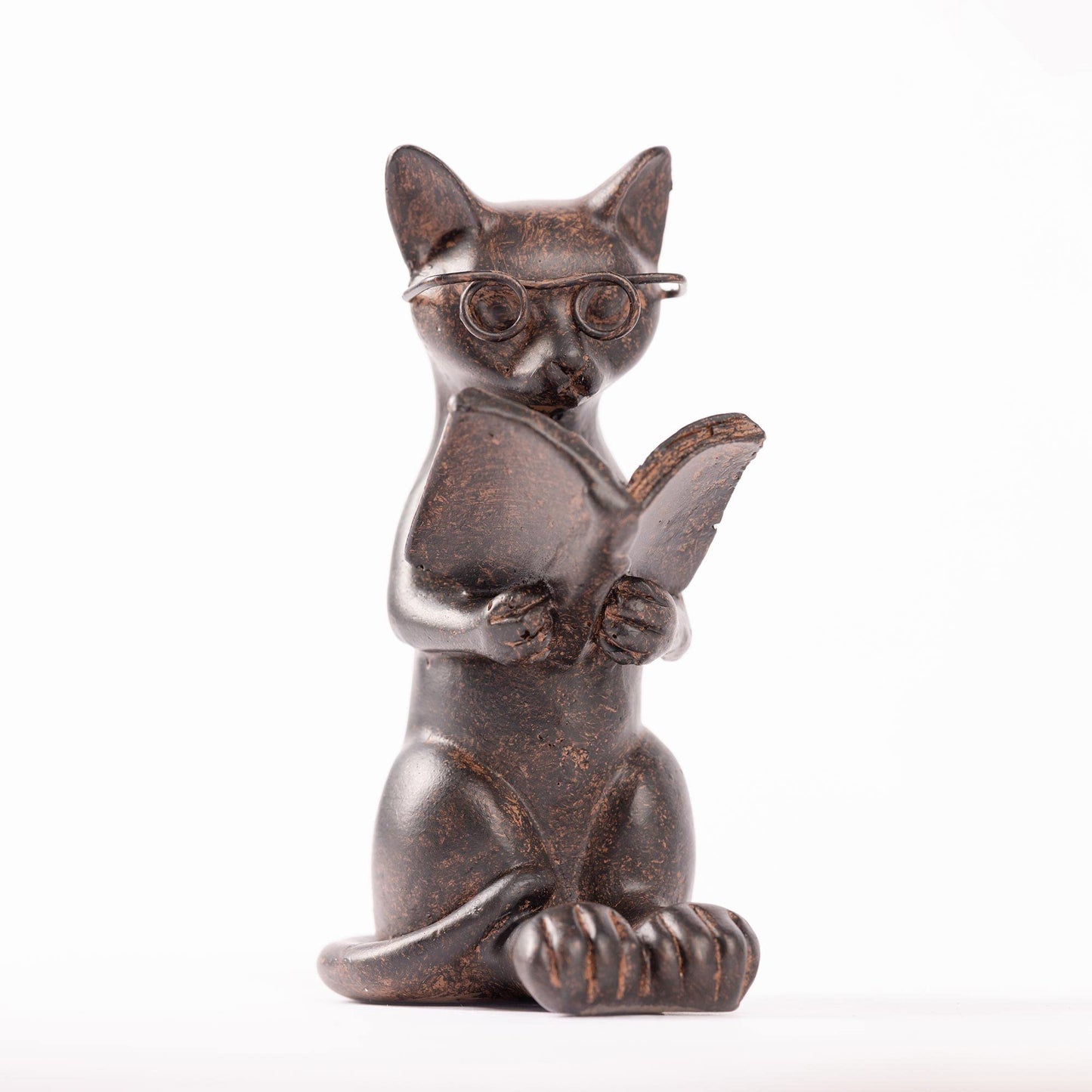 Young's Inc. Cat Figurine - Cute Cat Statue - Whimsical Cat Decor for Cat Lovers - Cat Collectibles and Meditation Decor - Cat with Eye Glasses - 4'' L X 3'' W X 5'' H