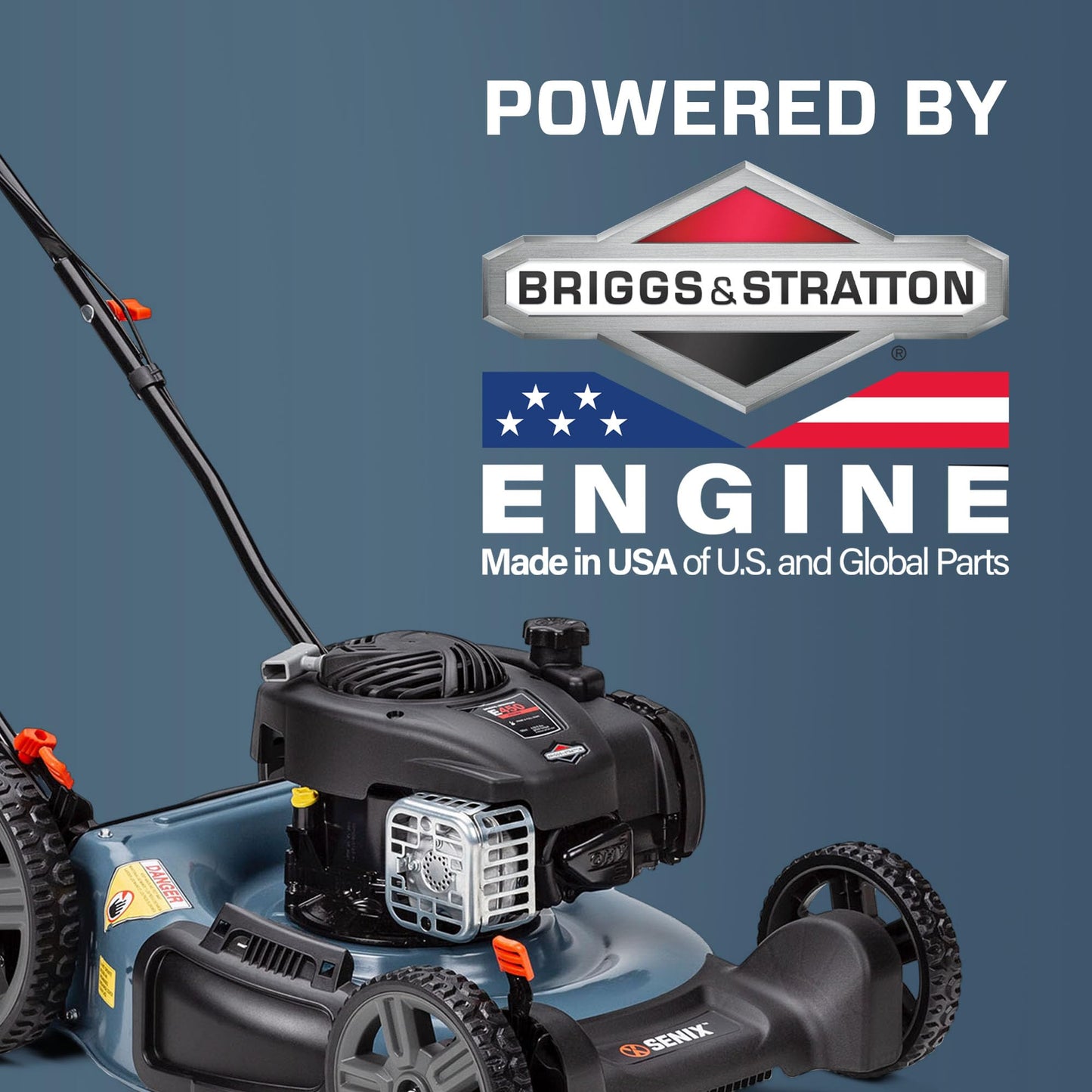 SENIX LSPG-M4 21-Inch Gas Push Lawn Mower with 125 cc 4-Cycle Briggs & Stratton Engine, Mulching and Side Discharge, 6-Position Dual Lever Height Adjustment