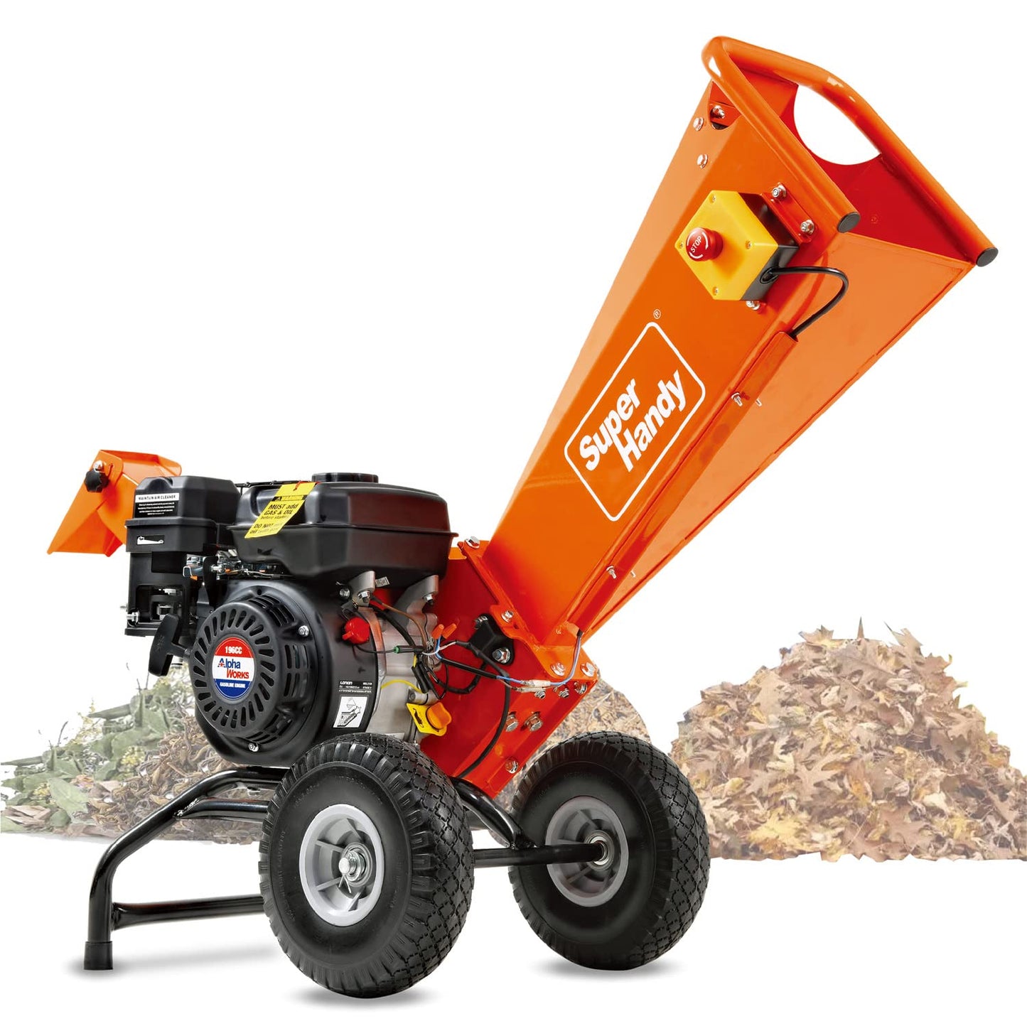 SuperHandy Wood Chipper Shredder Mulcher 7HP Engine Heavy Duty Compact Rotor Assembly Design 3" Inch Max Capacity Aids in Fire Prevention and Building Firebreaks