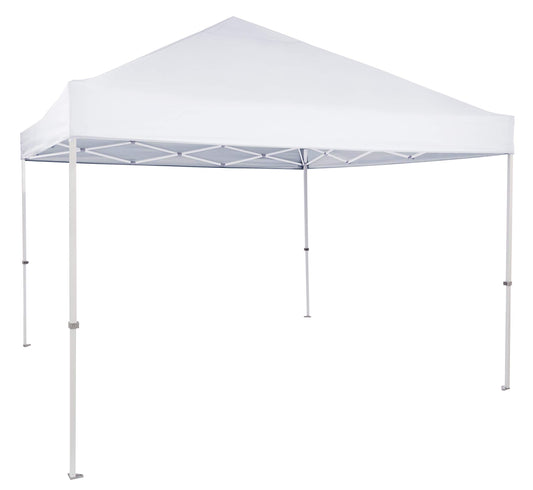 Amazon Basics Outdoor One-Push Pop Up Canopy with Wheeled Carry Bag, 10x10 ft, 8 Pegs and 4 Ropes, 4 Weighted Bags, White