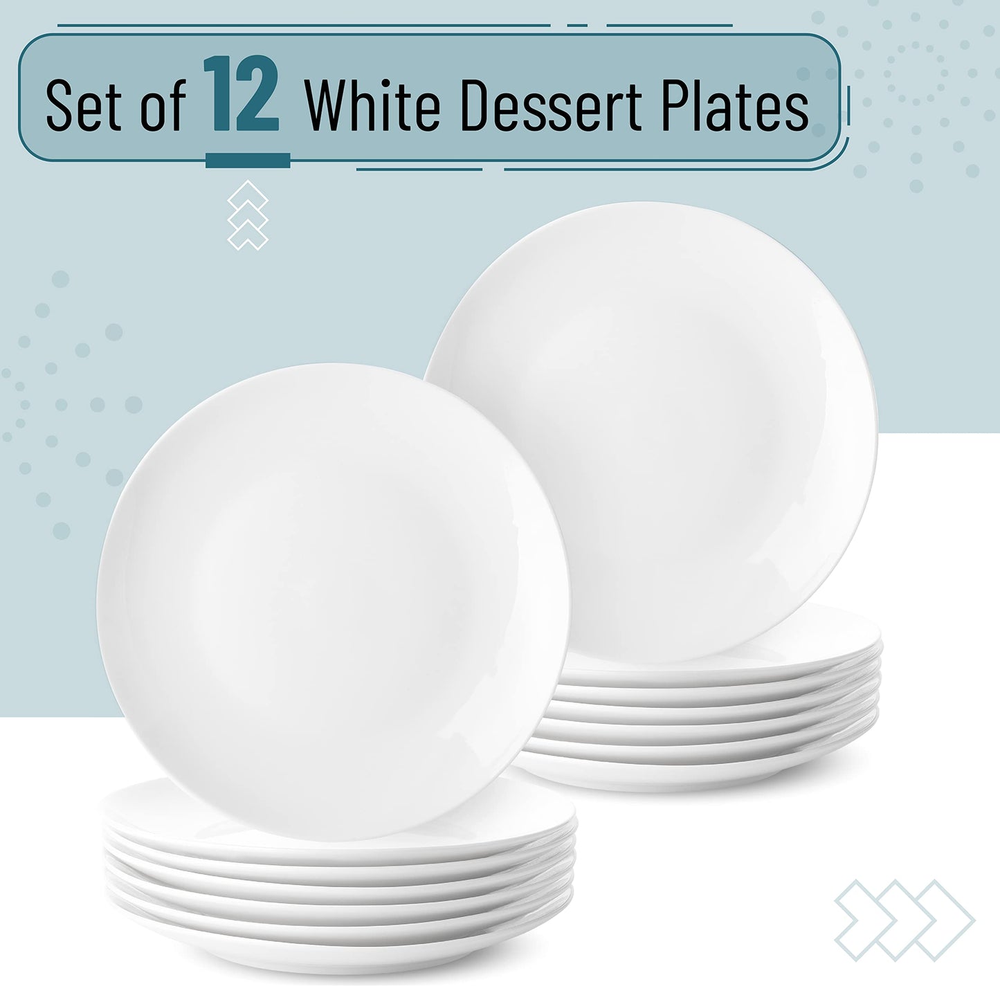 BTaT- White Dessert Plates, 8 inch, Set of 12, Small Plates for Appetizers, Small Plate, Small Appetizer Plates, Small White Plates, Dessert Plates Porcelain, Plates, Christmas Gifts