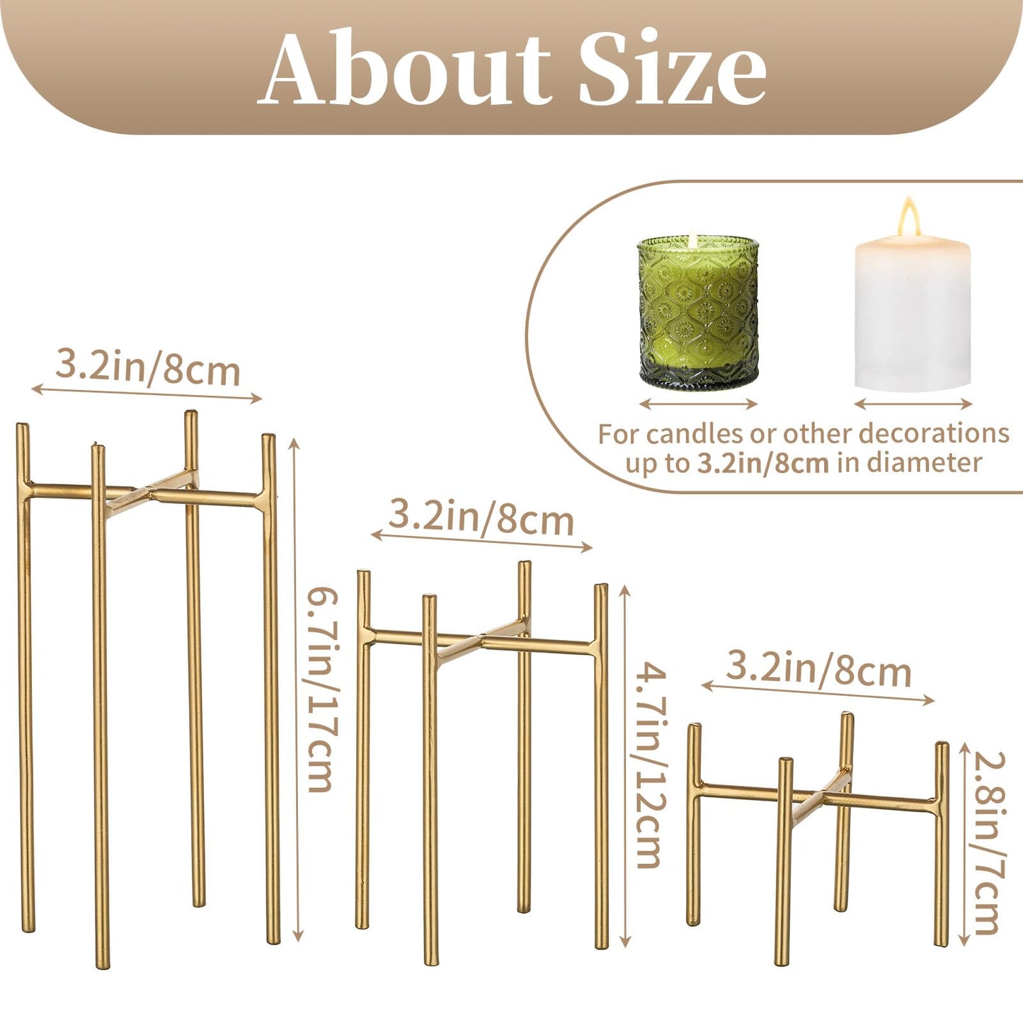 Sziqiqi Metal Candle Holder Stands - 18Pcs Candleholder Mini Decorative Candleholder Sets Candelabra Tabletop Centerpieces Decor for Housewarming Christmas Party Event Birthday Valentine