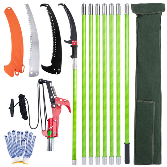 Pole Saws for Tree Trimming, 7.3-27 ft Manual Pole Saw Extendable Tree Trimmer, Long Branch Trimmer Tree Pole Pruner Saw Blades and Scissors Set for Pruning Palms and Shrubs