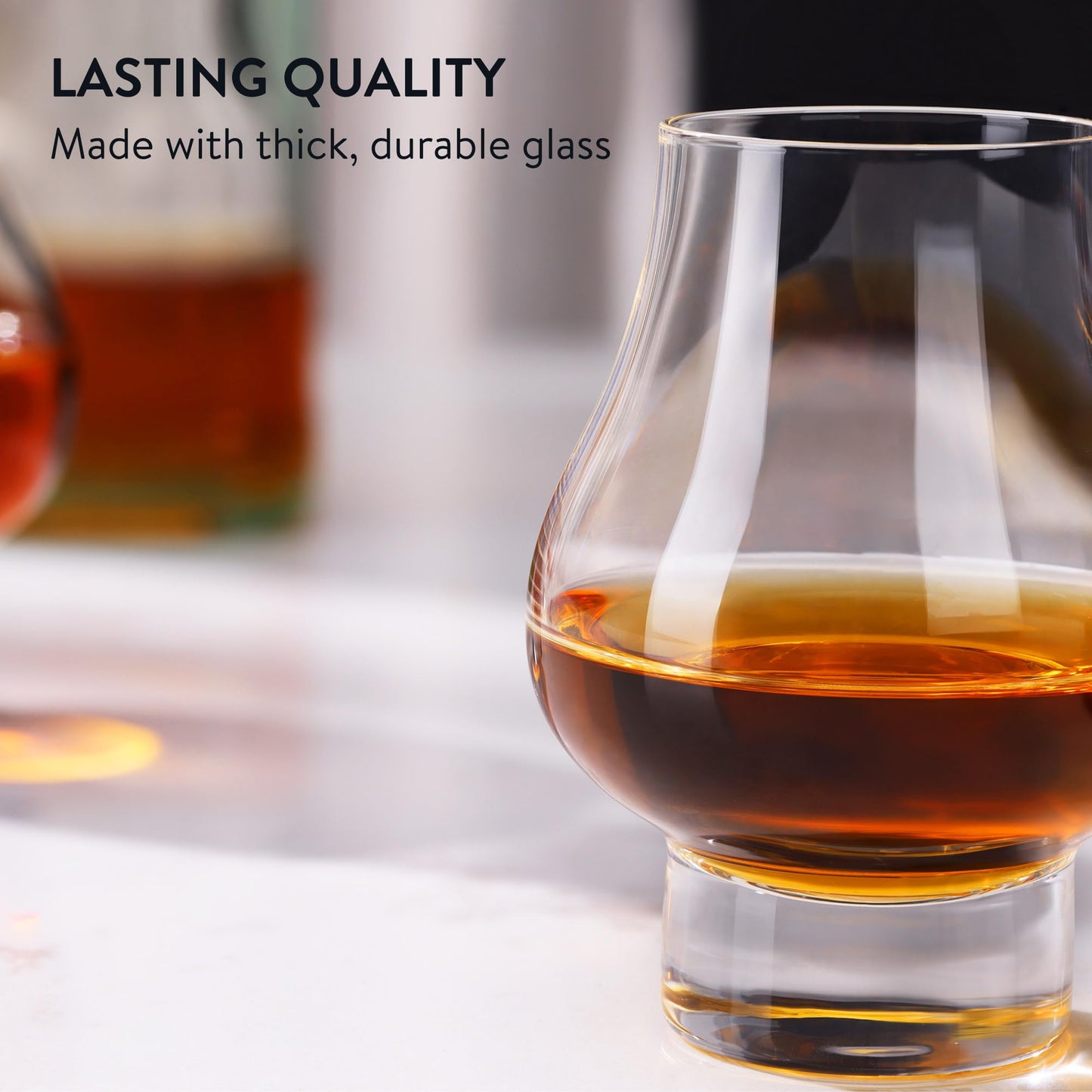 ELIXIR GLASSWARE Snifter Glass with Bamboo Lids, Set of 4-7.4 oz - Glasses for Neat Bourbon, Whiskey, Brandy & Cognac - 4 Pack of Sipping & Tasting Snifters for Fine Spirits