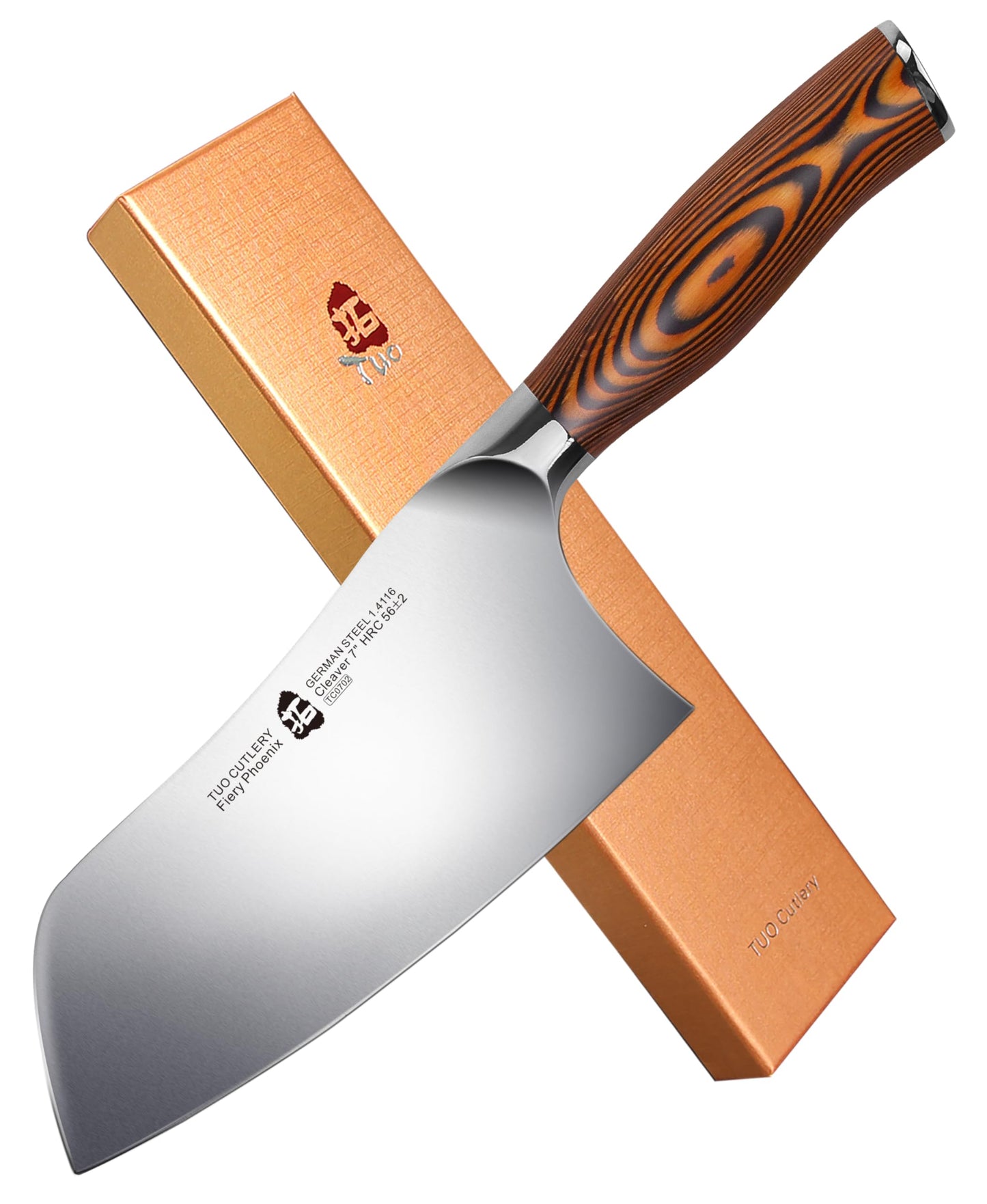 TUO Cleaver Knife, Chinese Chef Knife Stainless Steel 7 inch Vegetable Meat Cleaver with Pakkawood Handle, Heavy Duty Blade for Home Kitchen