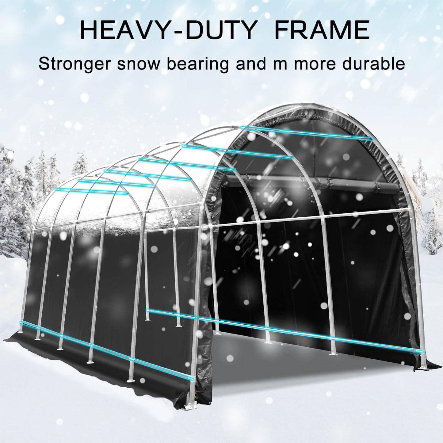 MELLCOM Carport 12 x 20 FT Heavy Duty, Portable Garage with All-Steel Metal Frame and Round Style Roof, Anti-Snow Car Canopy Outdoor Storage Shelter for Car, Truck, Boat