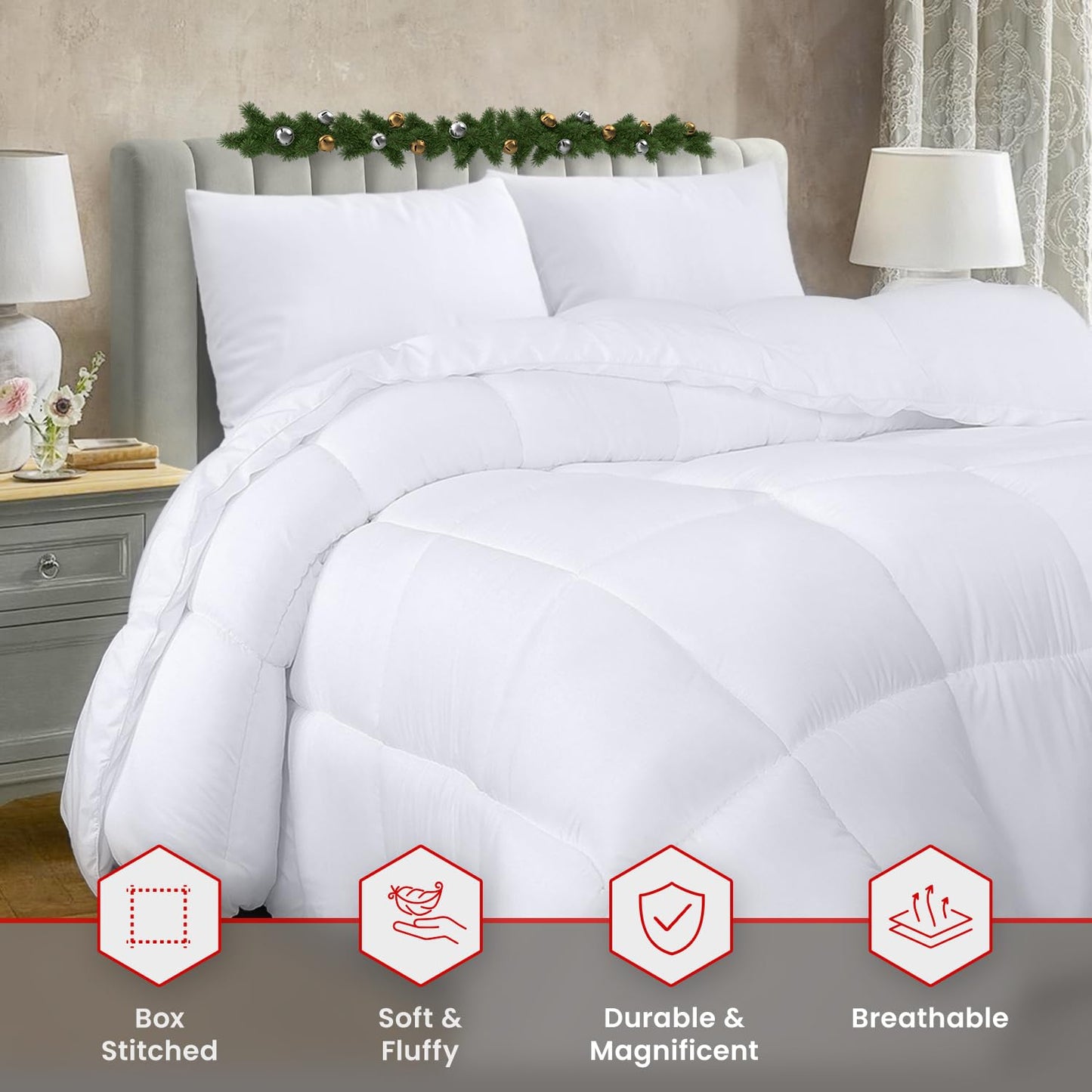 Utopia Bedding Comforter Duvet Insert, Quilted Comforter with Corner Tabs, Box Stitched Down Alternative Comforter Twin XL (White)