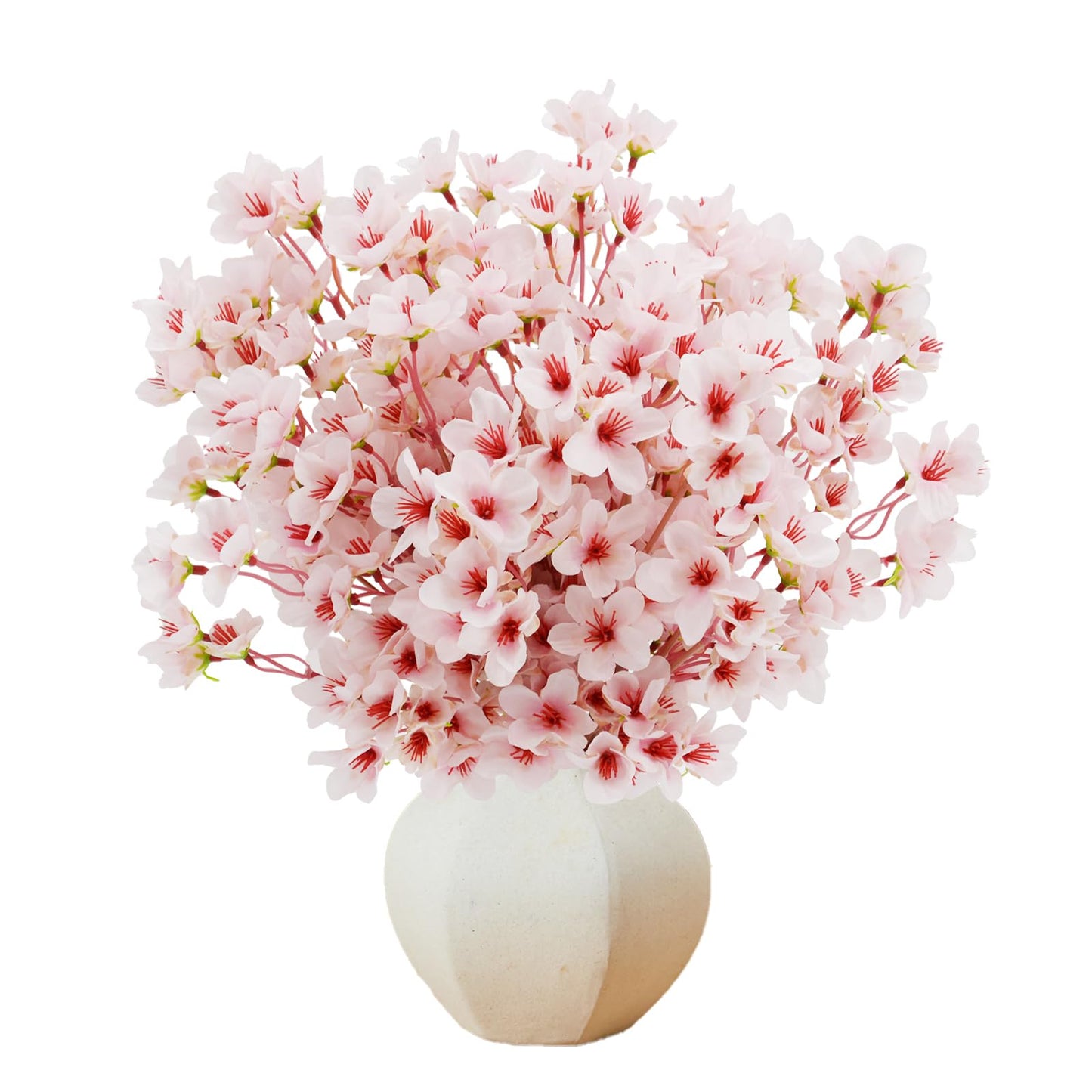 12 Pcs Artificial Cherry Blossom Flower,Silk Peach Fake Flowers for Decoration DIY Garden Wedding Party Home Decor (Pink, 12 Bundles)