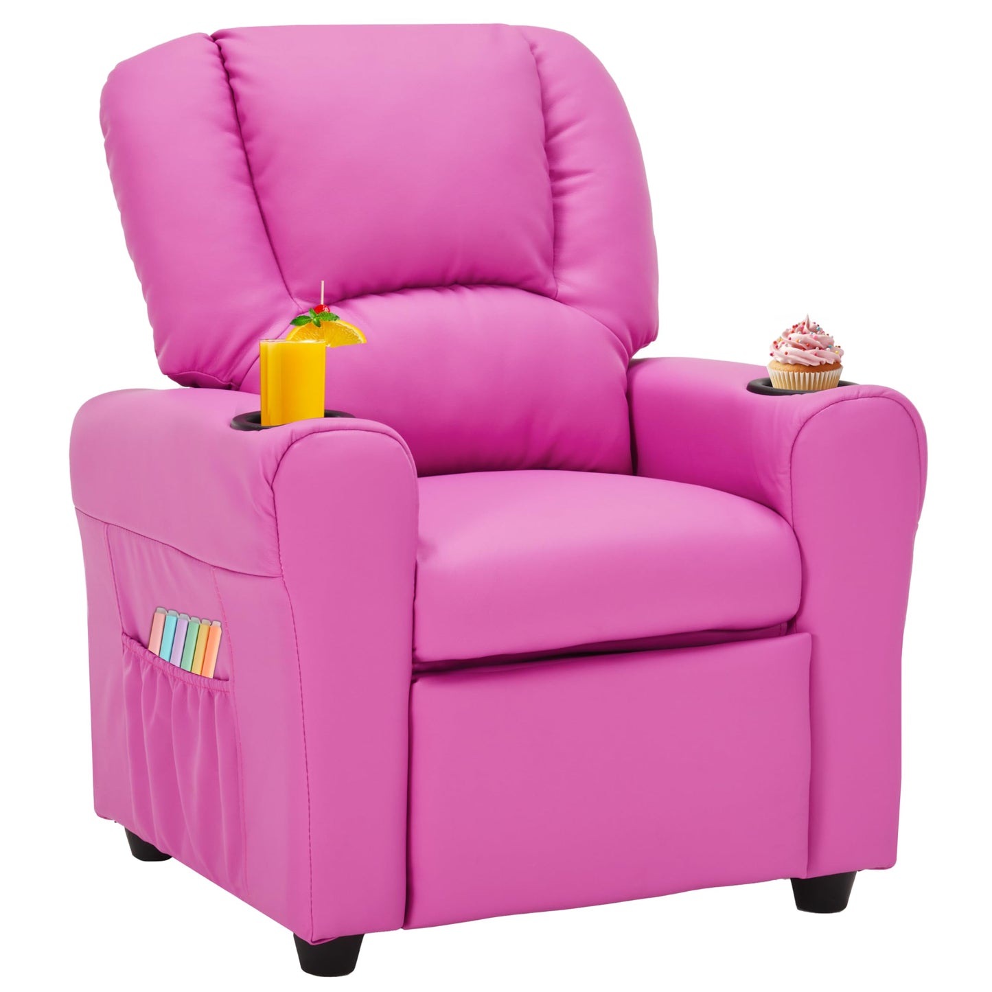 JC HOME Candy Kids Reclining Chair Leather Recliner Sofa Toddler Youth Children Child Ages 1-6